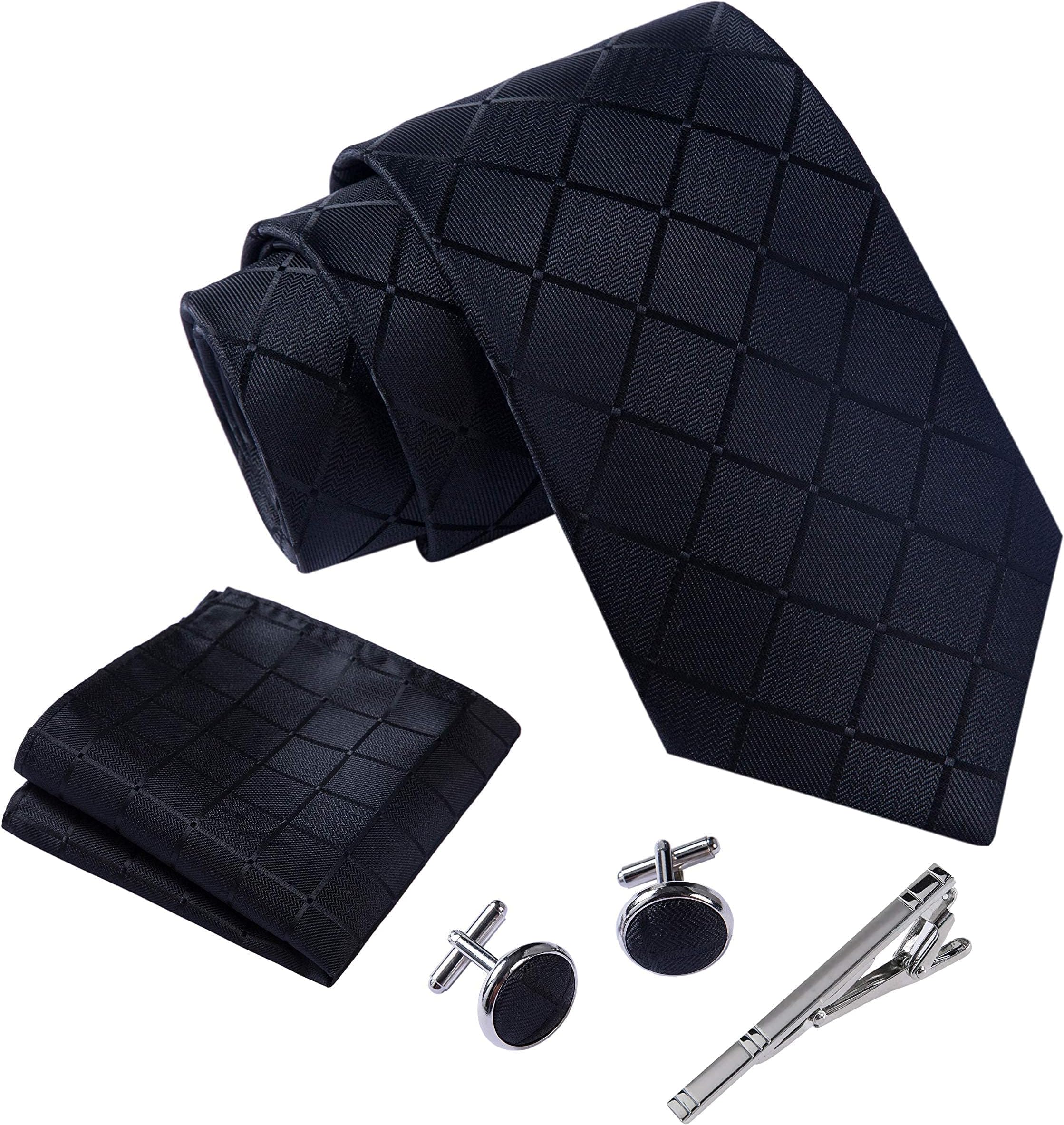 Massi MorinoTies for Men Set with Pocket Square Cufflink and Tie Clip | Necktie Handkerchief in Gift Box for Wedding and Business