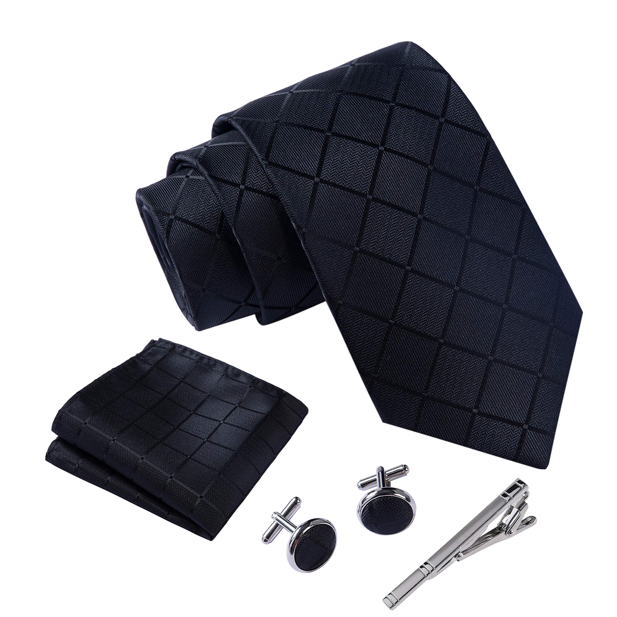Massi MorinoTies for Men Set with Pocket Square Cufflink and Tie Clip | Necktie Handkerchief in Gift Box for Wedding and Business