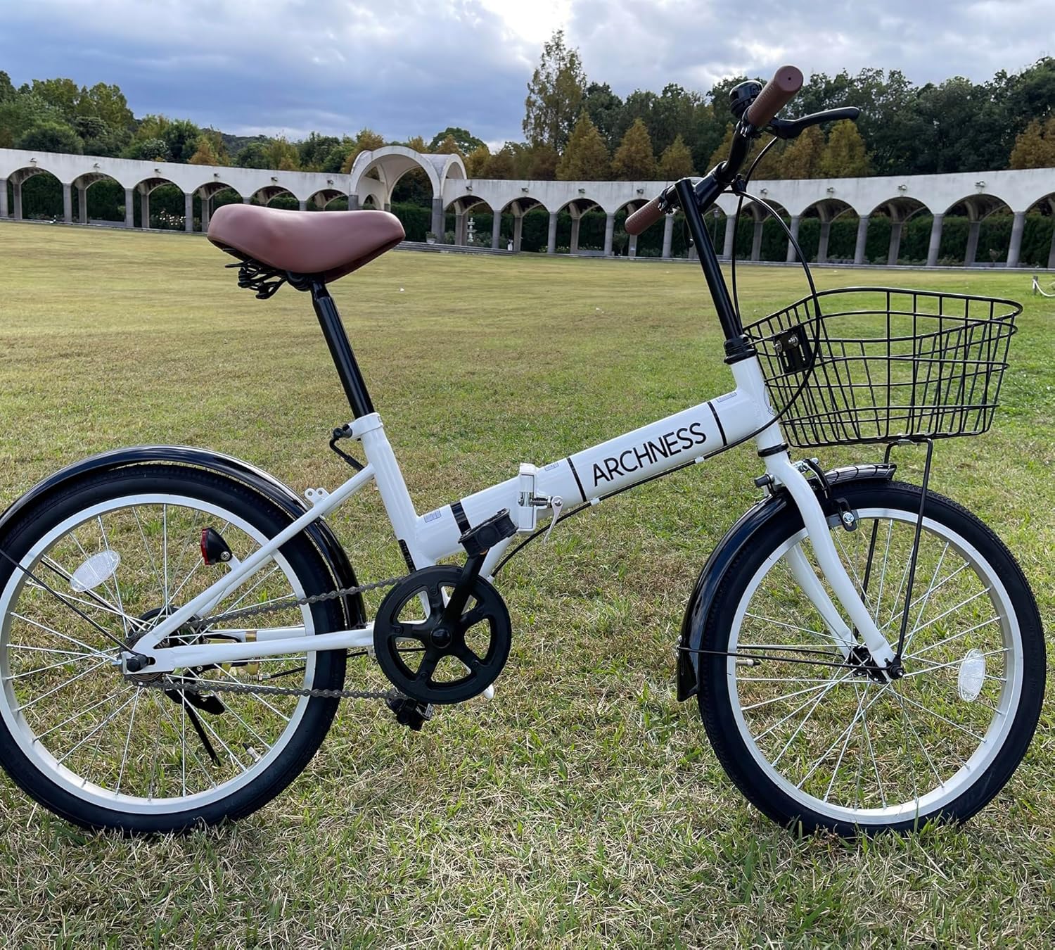 ARCHNESS 折りたたみ自転車 20インチ 軽量 カゴ シングル 通勤通学 街