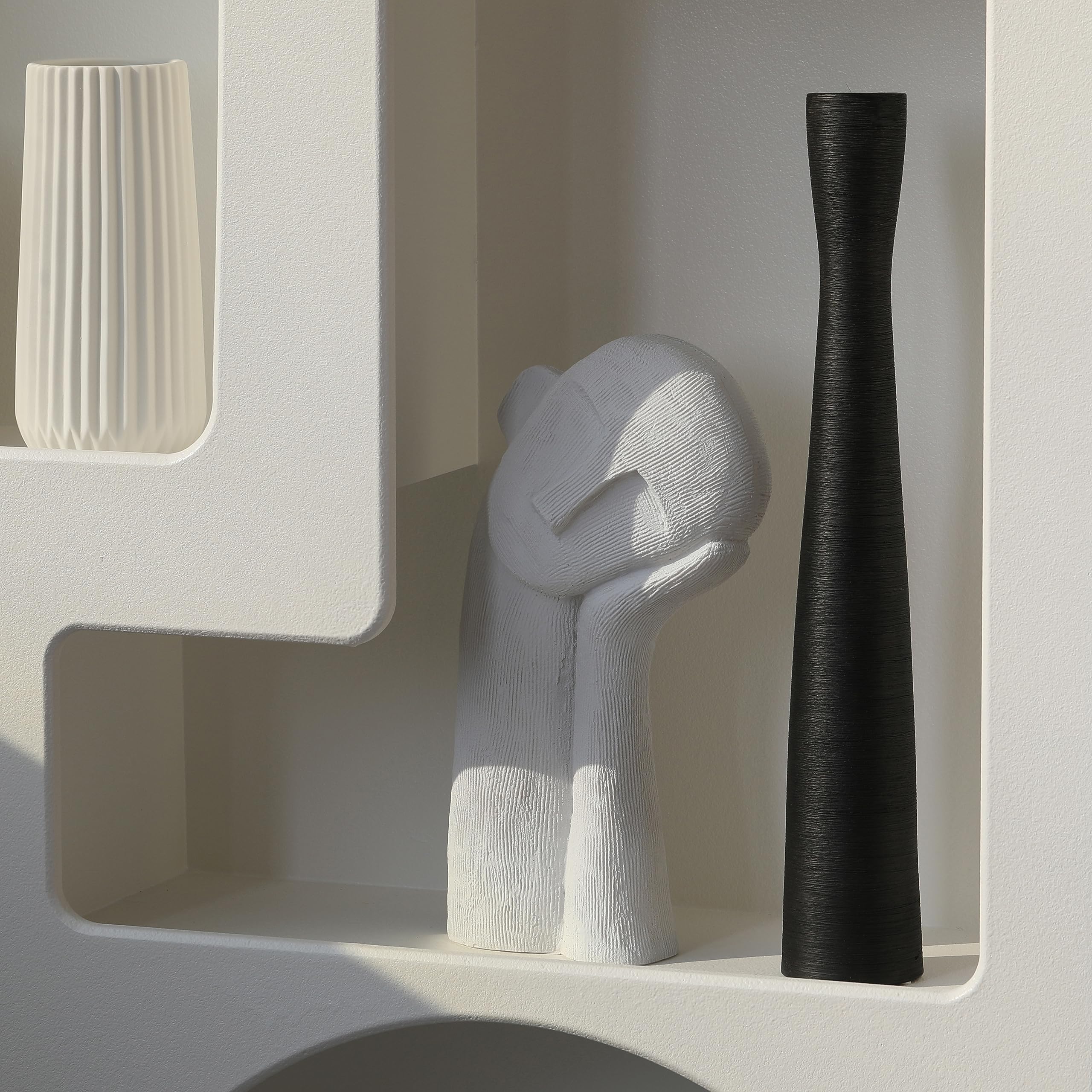 Cutfouwe Denker Skulptur Deko Dekofigur Abstrakter Kunst Keramik Statue Dekoration Moderne Wohnzimmer Schlafzimmer Büro Regal Schreibtisch Dekorationen Home Decor Geschenk,Weiß