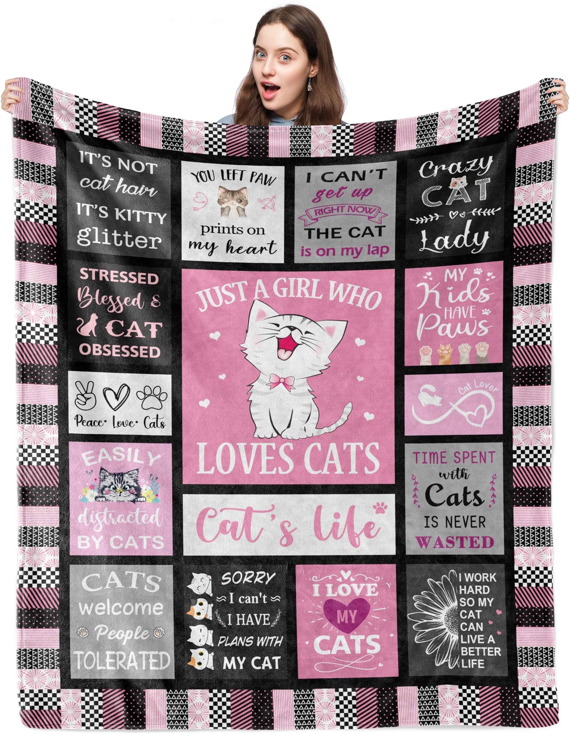 LEITINGYA Cat Blanket, Cat Lovers Gifts for Women, Cat Gifts for Cat Lovers Women