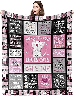 Cat Blanket, Funny Cat Gifts for Cat Lovers, Cat Memorial Gifts, Cat Lover Gifts for Women/Girls, Gift for Cat Lovers, Cat Mom Gifts, Cat Decor, Cat Themed Gift, Cat Lady Gift Throw 50"x60"