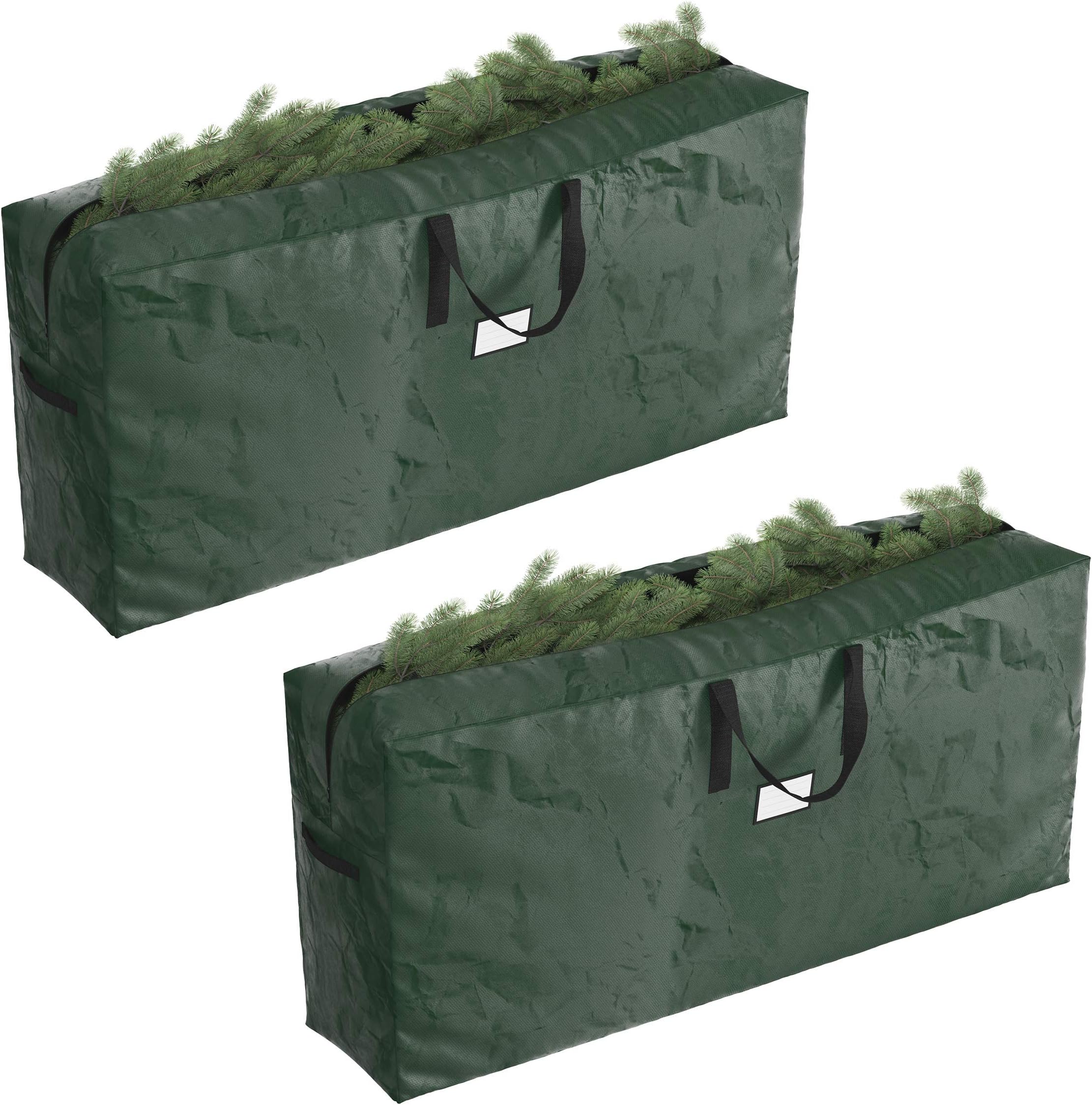 Elf Stor Christmas Tree Storage Bags - Set of 2 Extra-Large Holiday Decoration Totes for Disassembled 9-Foot Artificial Trees and Garlands (Green)