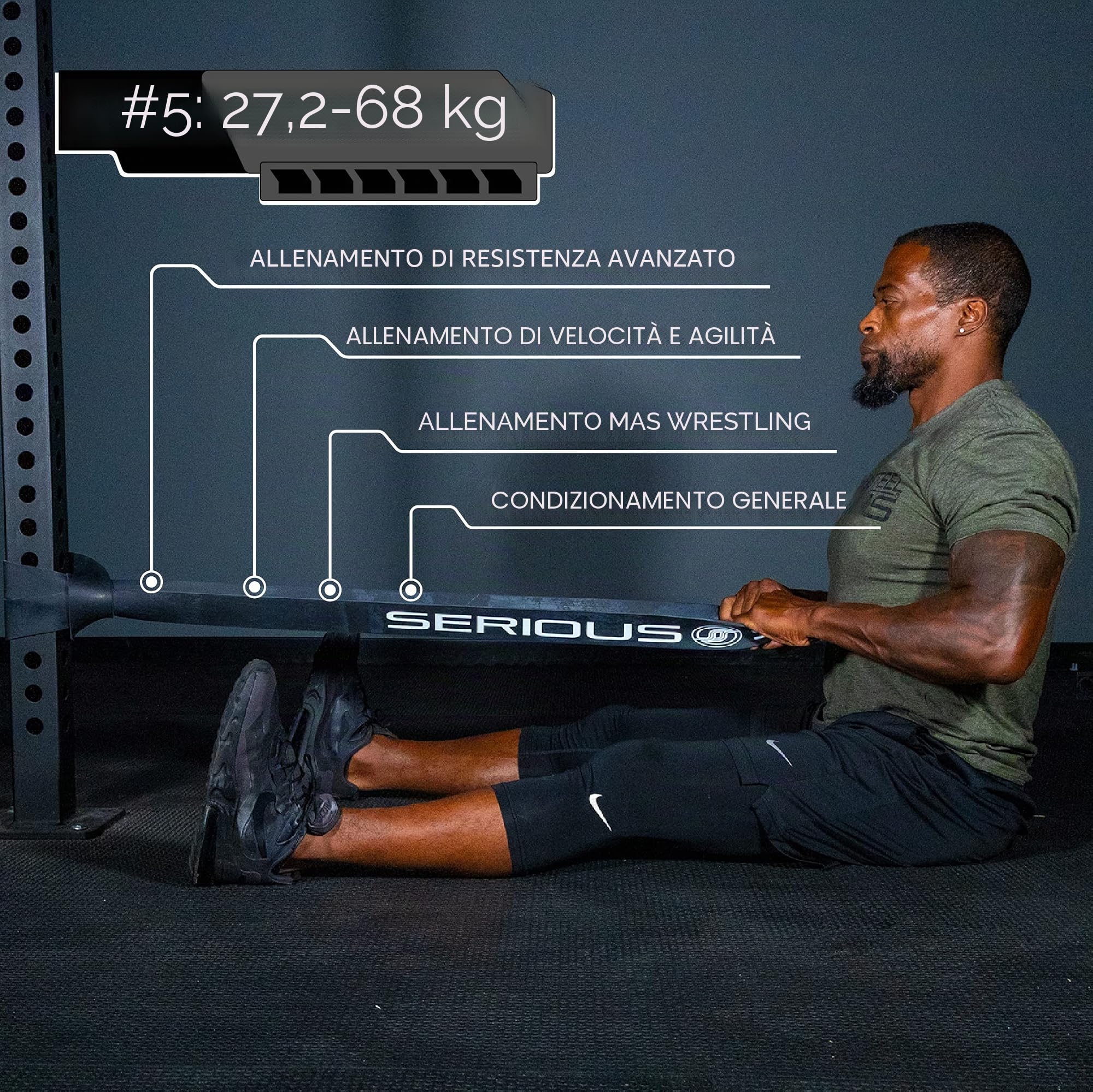 Serious Steel - Fascia per trazioni assistite, 104 cm, resistente, per stretching, powerlifting, allenamento di resistenza e assistenza per trazioni