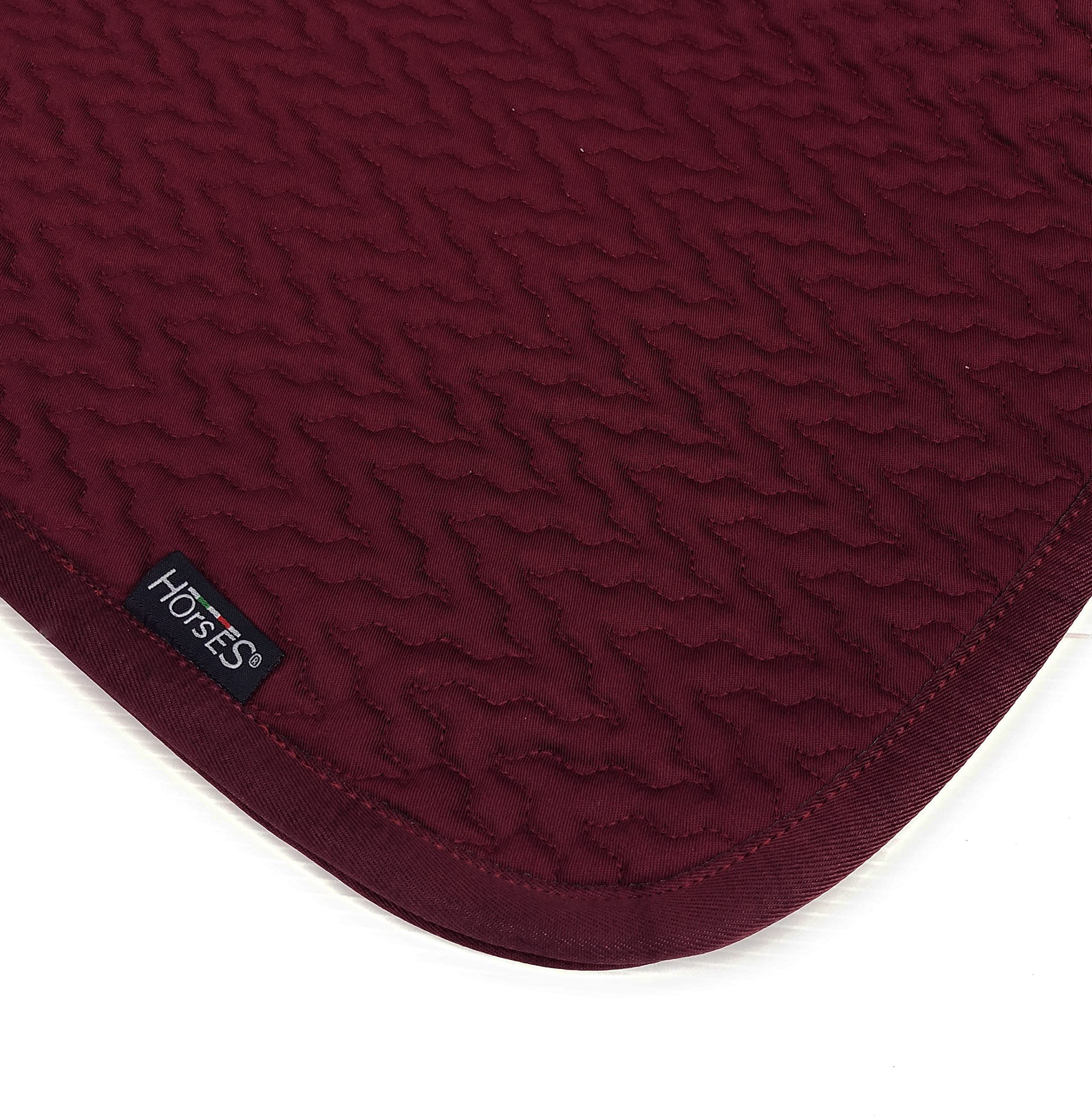 Tapis de Selle d'équitation Monte Anglaise Saut d’Obstacles Velcro Matelassage Fourrure Cob Bordeaux