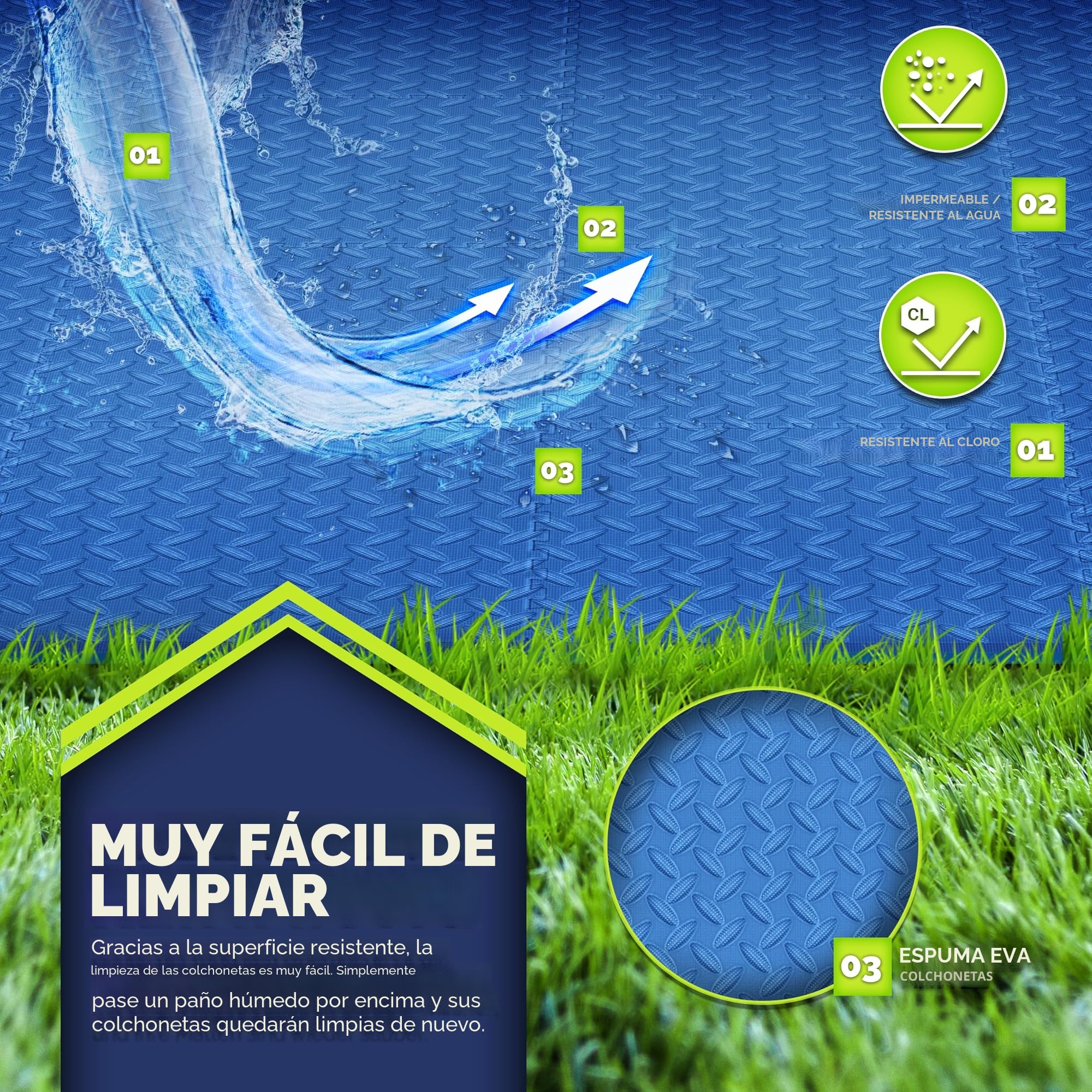 tillvex® Esterilla protectora de suelo para piscina, 12 unidades, para piscina y piscina, para exteriores, para protección del suelo, aislante del calor, lámina para el suelo de jacuzzi