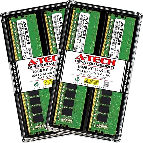 Vista 15 de A-Tech 4GB DDR4 2666 MHz UDIMM PC4-21300 (PC4-2666V) CL19 DIMM Non-ECC Desktop Módulo de memoria RAM