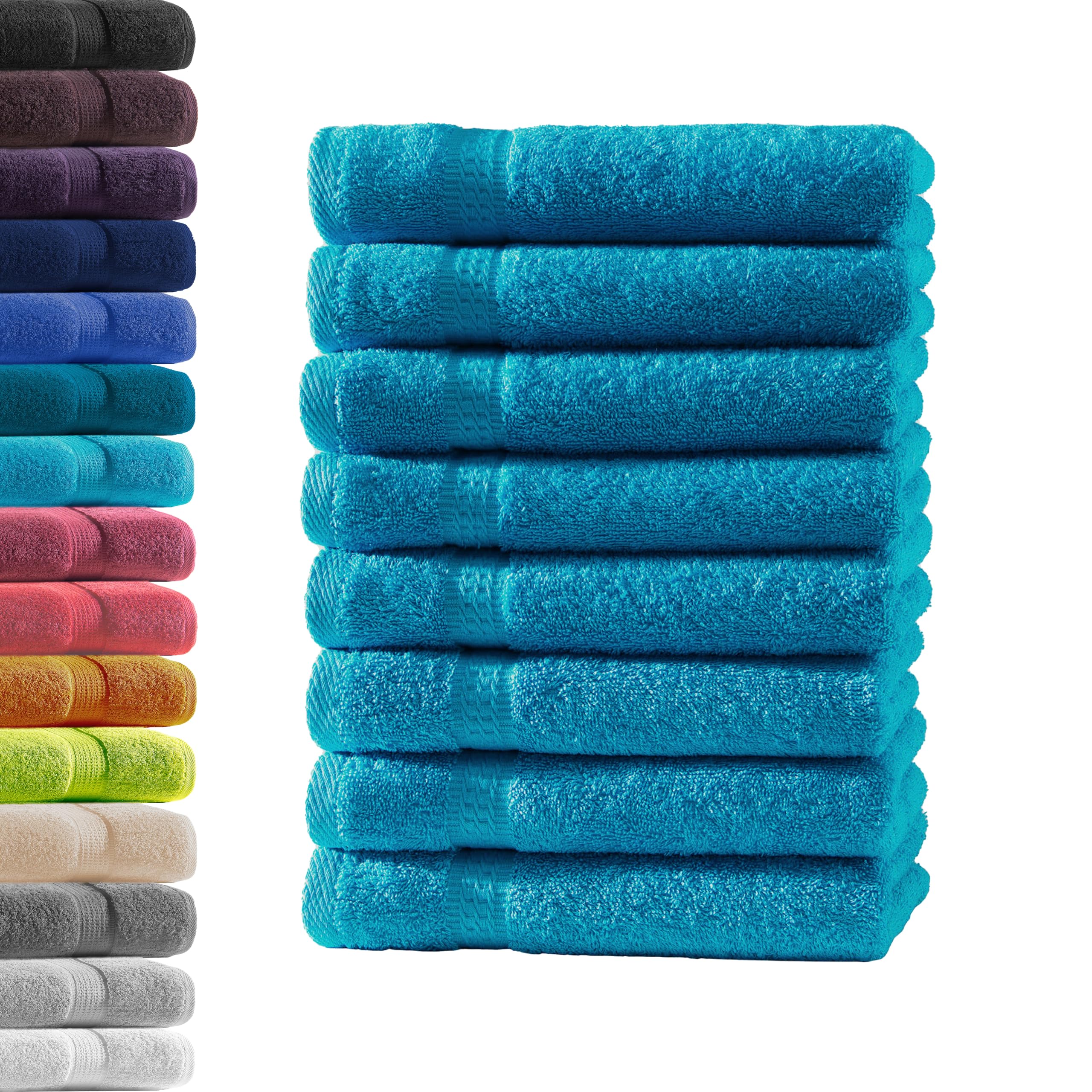 8X Gästetuch | Türkis | 100% Baumwolle Frottier | Oeko-TEX® Standard 100 | Premium Qualität 500 g/m²