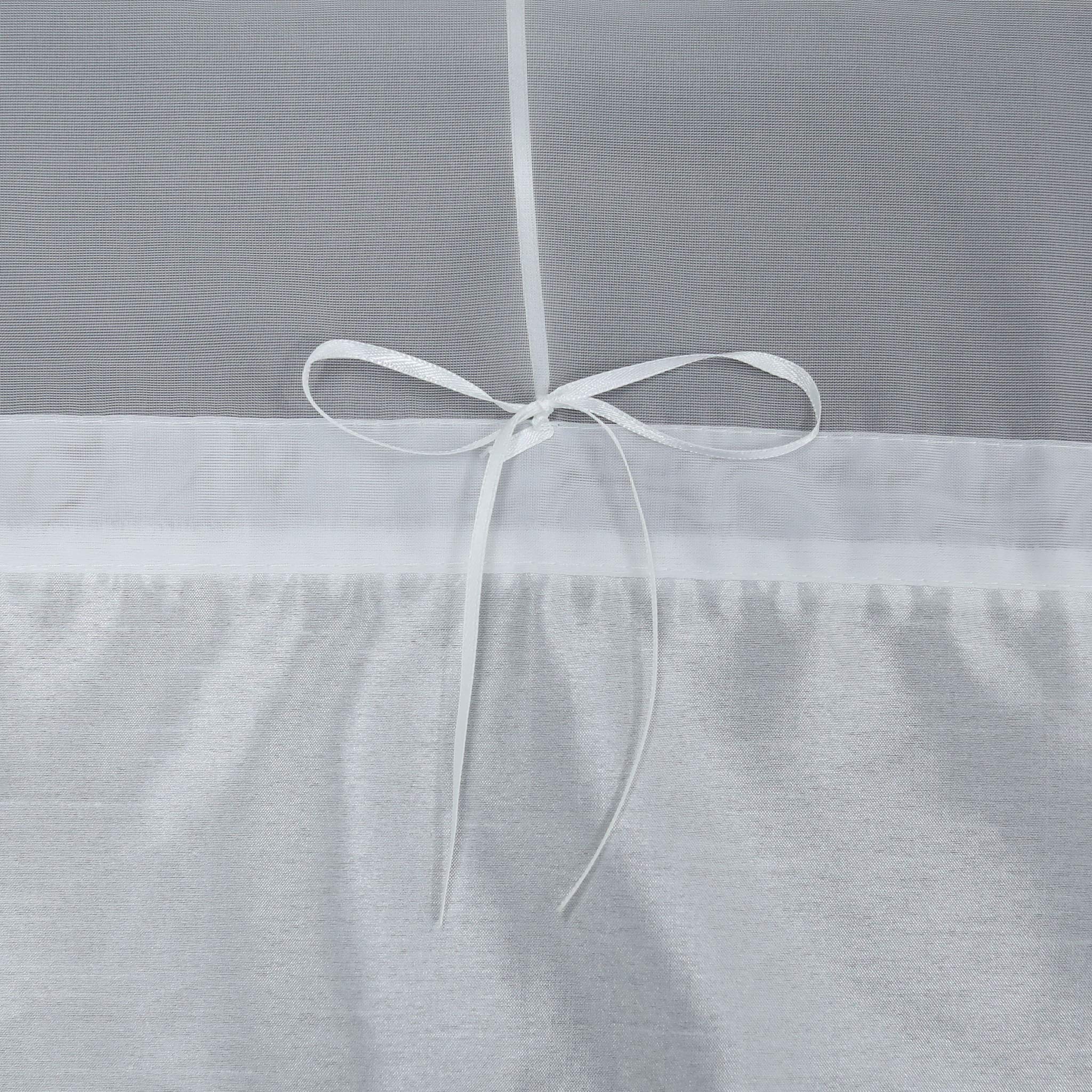 Joyswahl Irene Tenda a pacchetto con occhielli, in voile, trasparente, con bordi colorati, tenda da finestra con ganci, senza viti, 1 pezzo, Poliestere, bianco, BxH 80x155cm