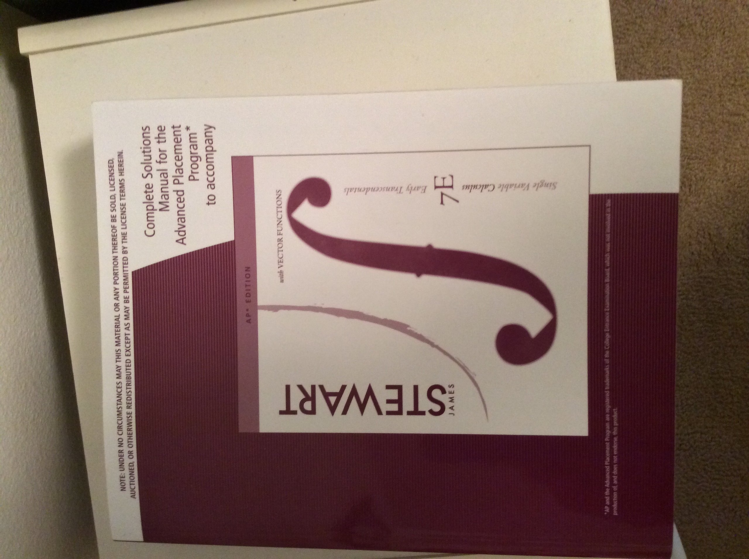 Complete Solutions Manual for Single Variable Calculus: Early Transcendentals, 7th Edition