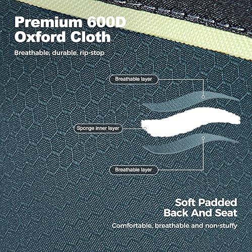 Miniatura 4 de LET'S CAMP Silla de campamento plegable de gran tamaño, portátil, resistente al aire libre, silla de césped con soporte para tazas, bolsillo de