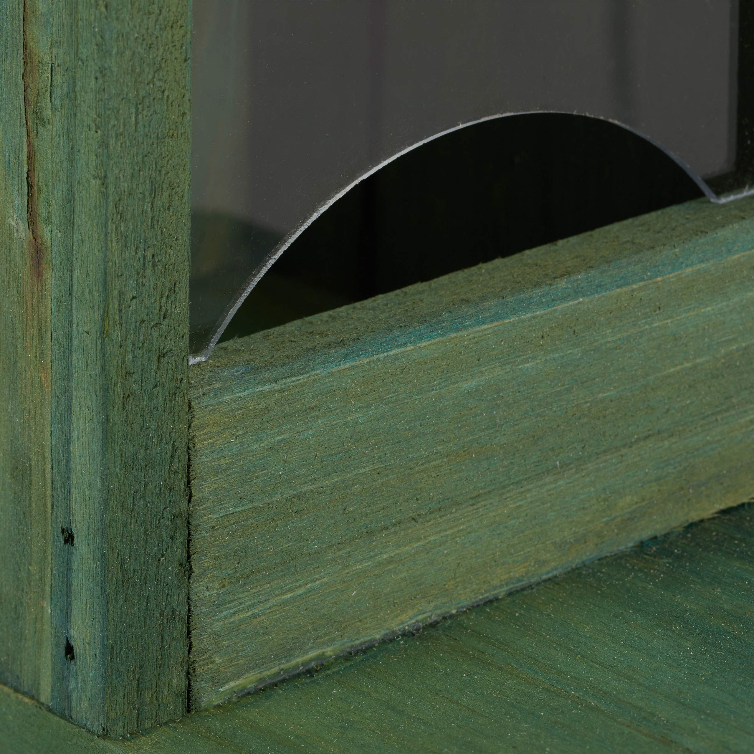 relaxdays Mangiatoia per Scoiattoli in Legno e Tettuccio Metallico Resistente alle Intemperie, Colore Verde Scuro