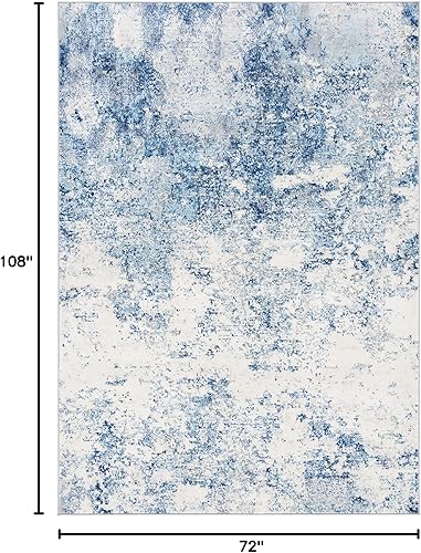 Miniatura 94 de SAFAVIEH Brentwood Collection - Alfombra de área de 9 x 12 pies, gris claro y azul, diseño abstracto moderno, no desprende pelusa y de fácil azul