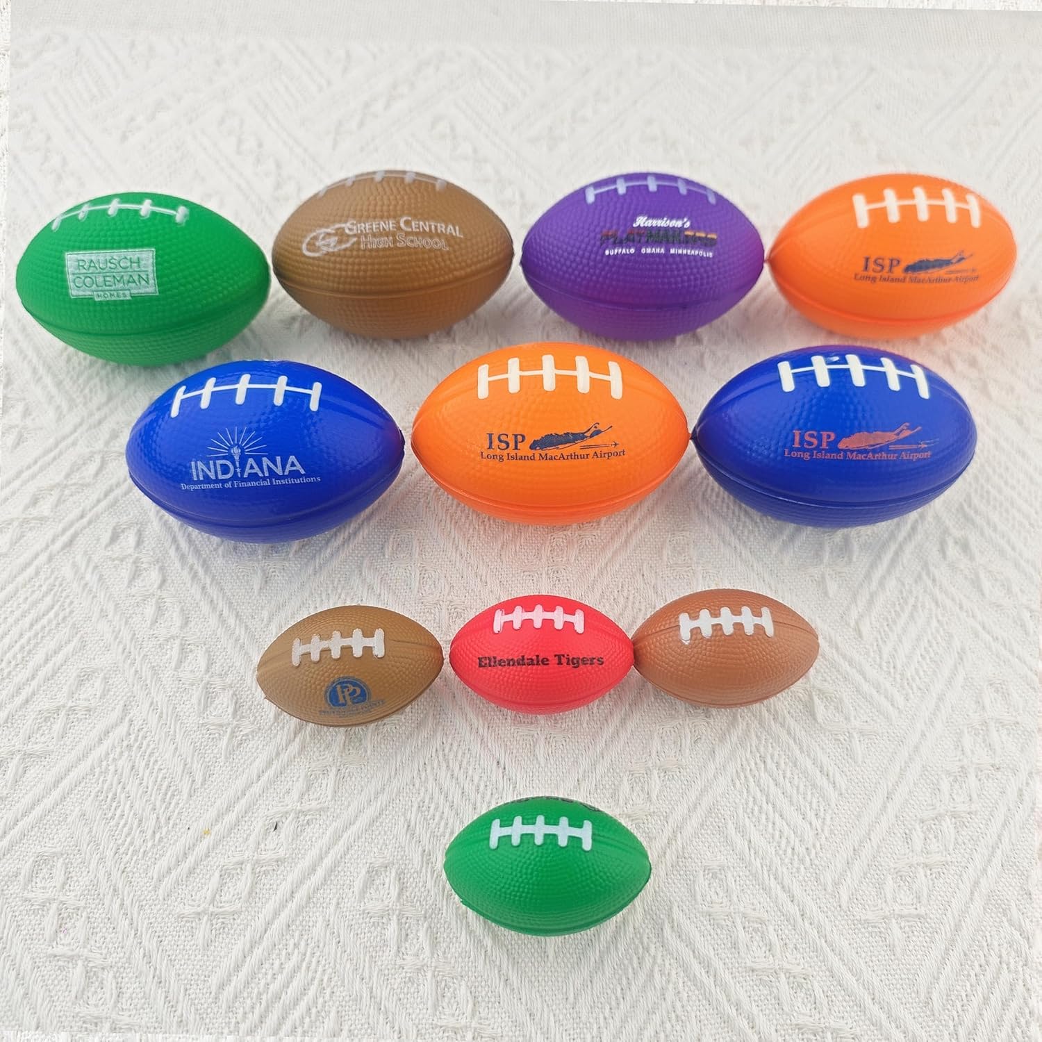 Custom Football Grip Strengthener with Logo–PU Foam Squeeze Ball for Stress Relief,Hand Exercise & Office Fidget.