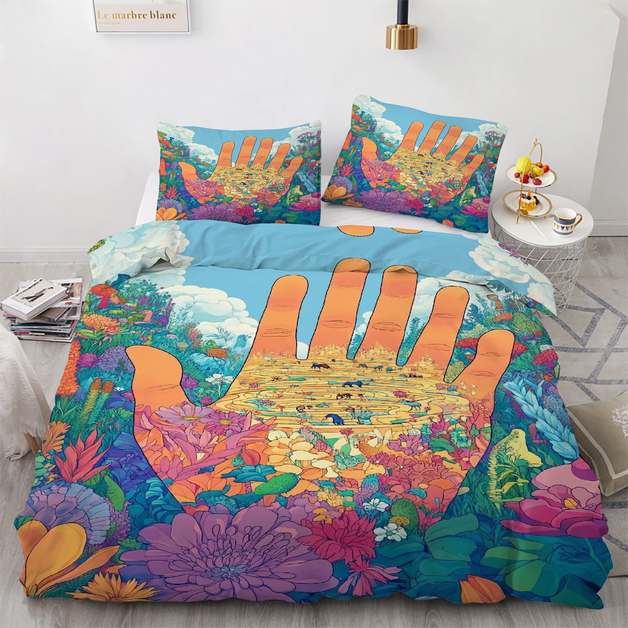 Parure de Lit Palmier Floral 160x200 pour Créer une Ambiance Tropicale et Apaisante