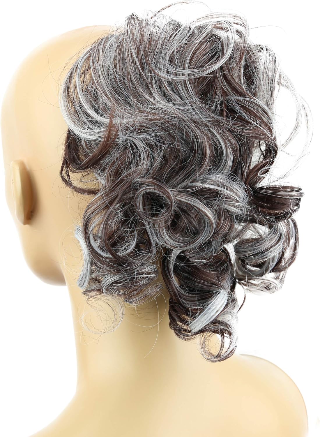 CAISHA Hairpiece Scrunchy Updo Bridal Hairstyles Voluminous Curly Messy Bun Brown Gray Mix G14L