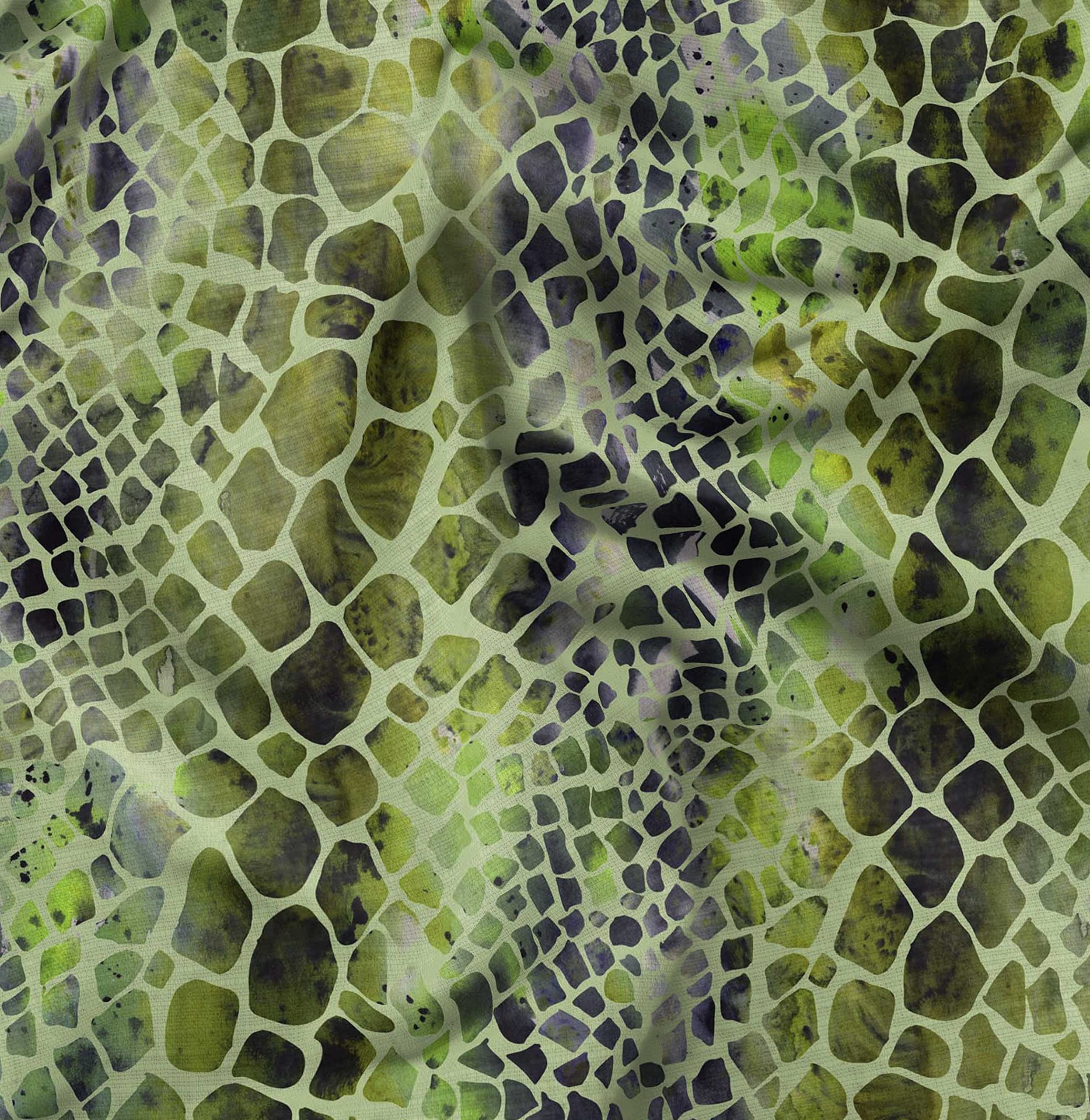 Soimoi Green Velvet Fabric Giraffe Animal Skin Print Fabric by The Meter 58 Inch Wide-image-44