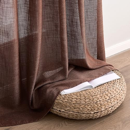 Vista 24 de MIULEE - Cortinas semitraslúcidas suaves y gruesas, textura de lino para dormitorio y sala de estar, para Navidad, con trabilla trasera y jareta, 84