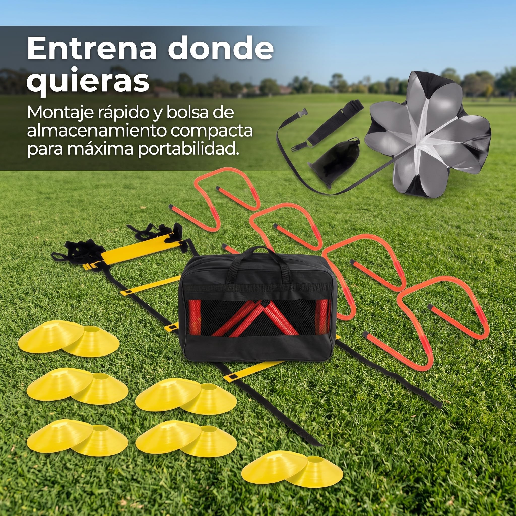 Set Allenamento Calcio Velocità, Set Portatile con Ostacoli Sportivi, per giardino, Set da allenamento 3