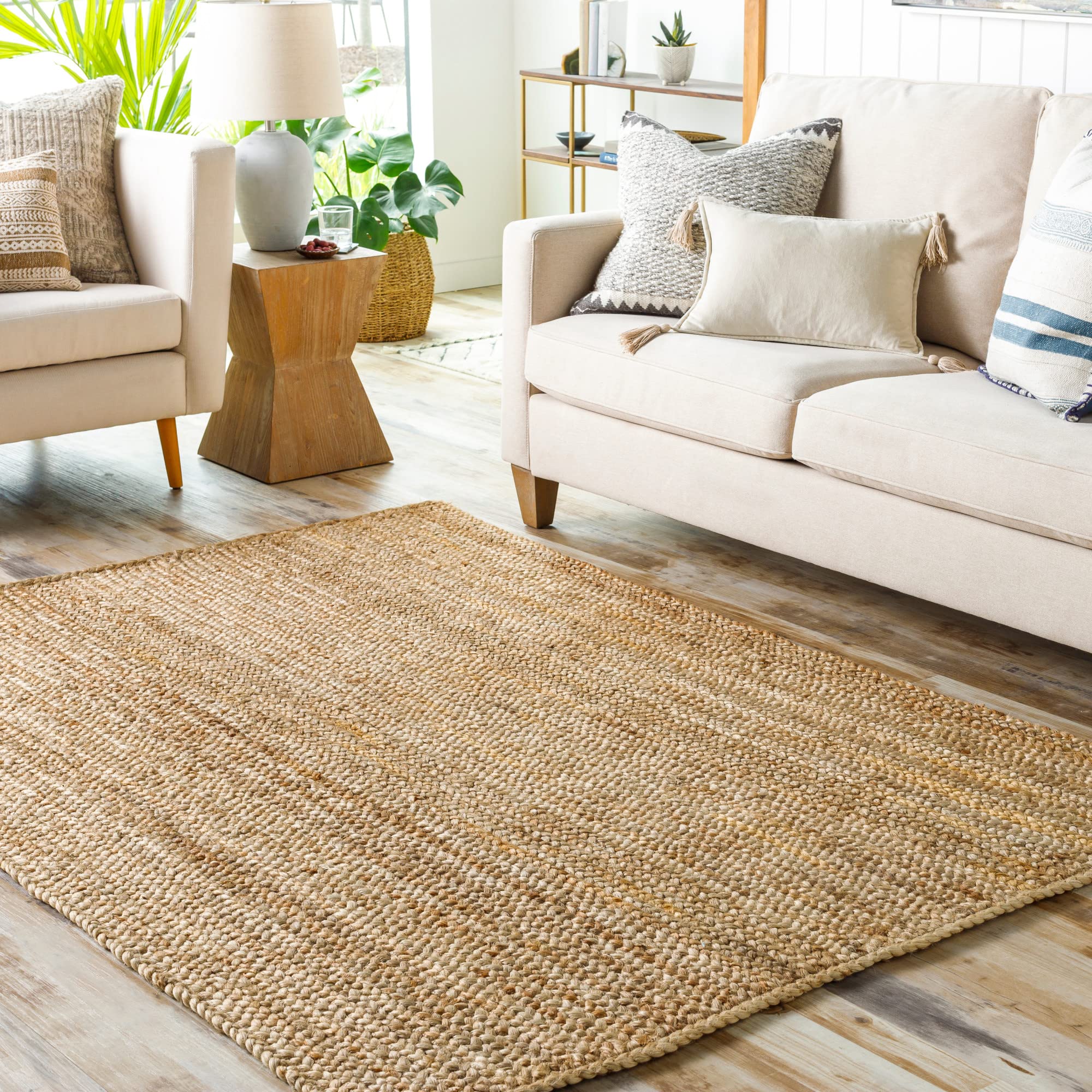 Livabliss Loudon Braided Jute Area Rug,5' x 7'6",Tan