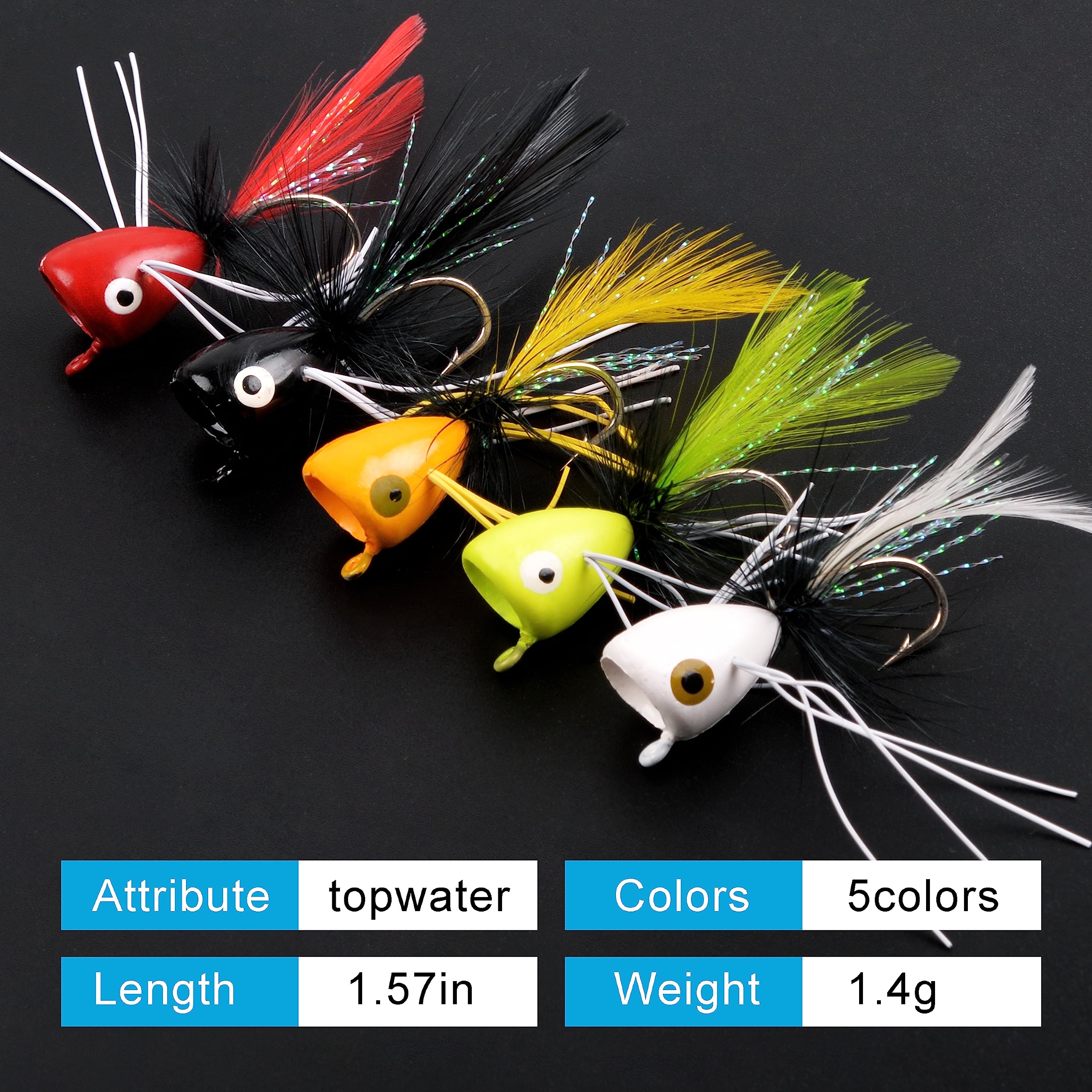 Fly Fishing Popper Flies Kit,15pcs Bass Poppers Lures Dry Flies Fly Fishing Popper Lures Panfish Bluegill Poppers Fly Lure Baits with Hooks for Freshwater Saltwater : Sports & Outdoors