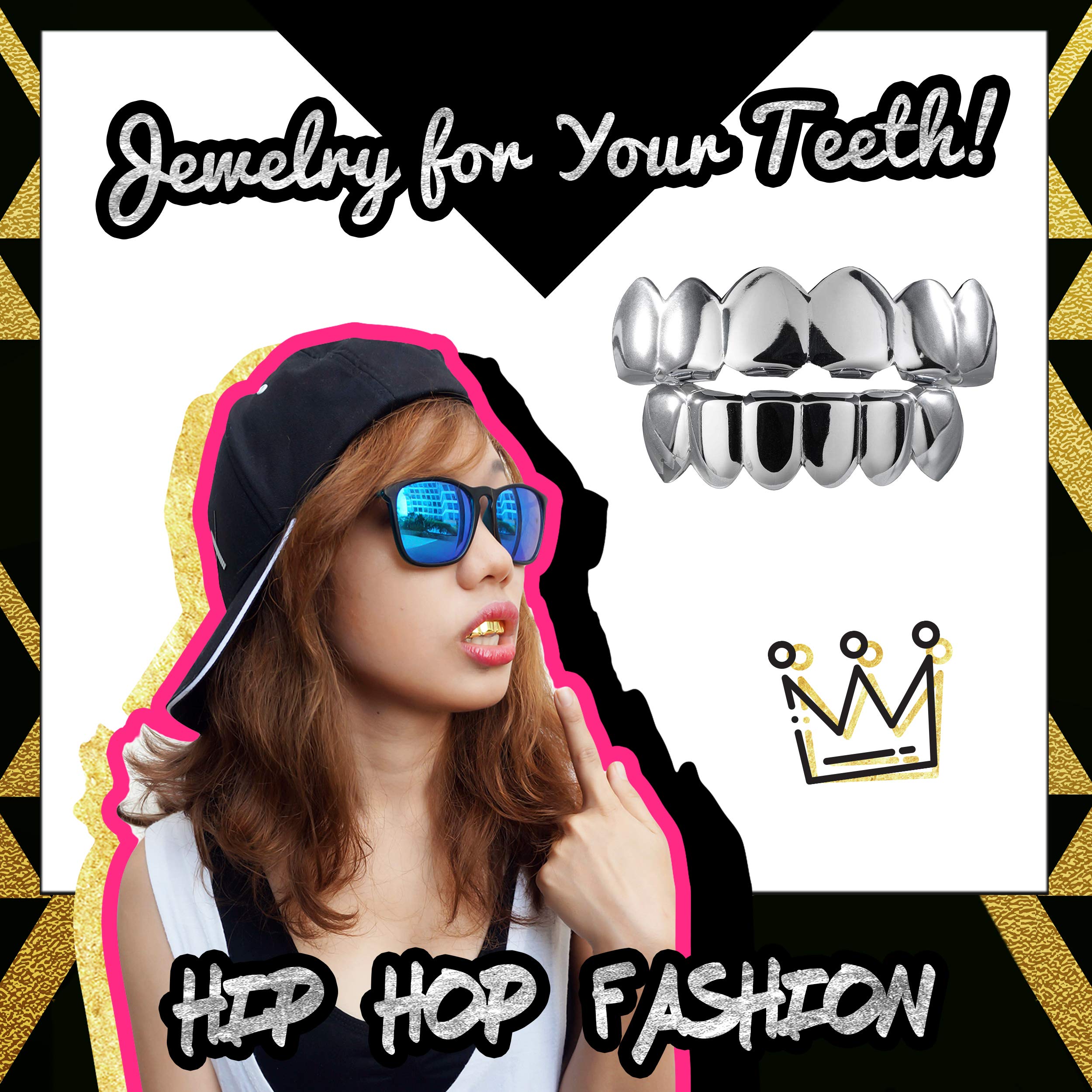 Buy Grillz Gold Teeth Grills for Your Teeth Jewelry Fake Braces Diamond Grillz Gold Tooth