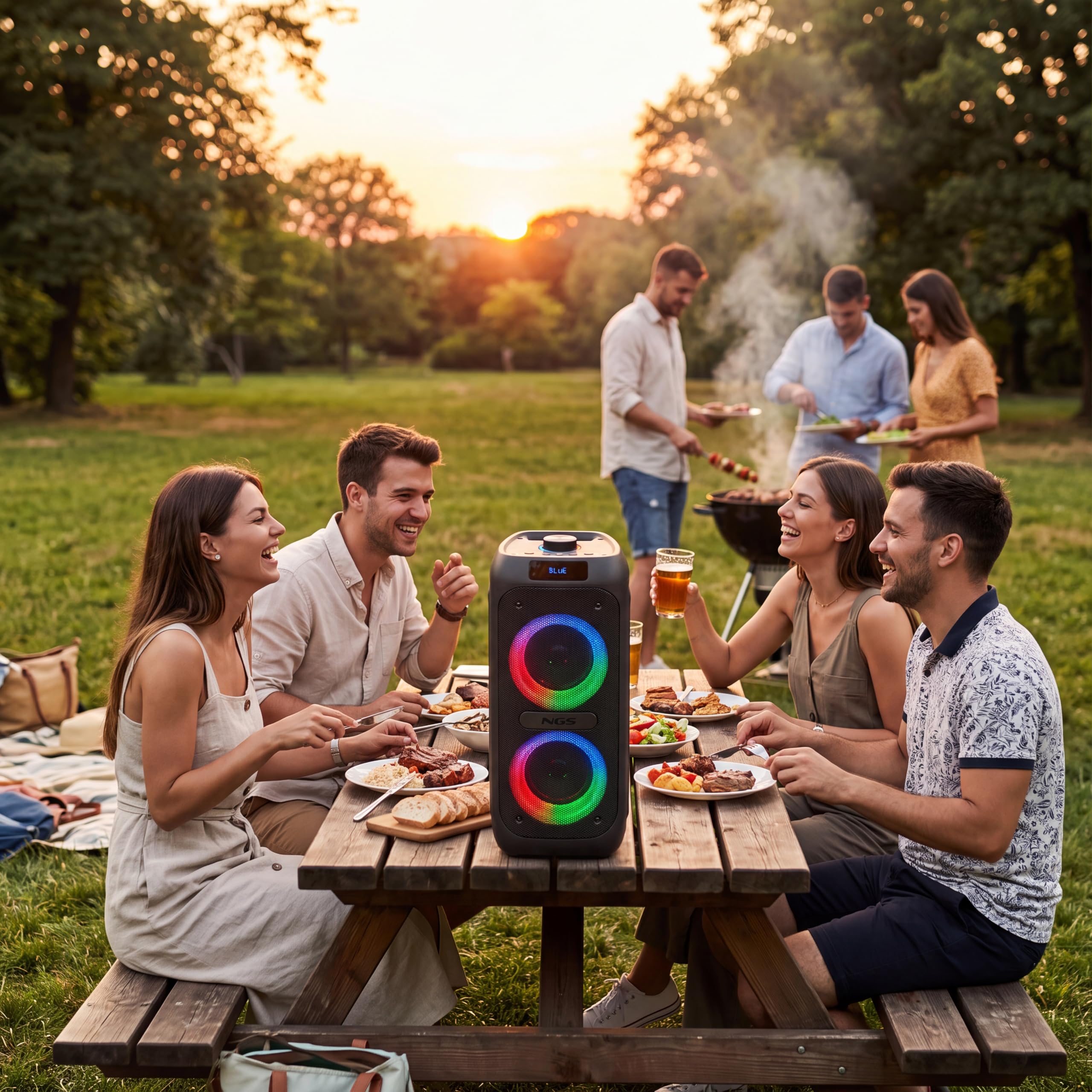 NGS Wild Banger 2 – Altavoz Compatible con Tecnología Bluetooth | 160W potencia pico, True Wireless, luces RGB, función karaoke con entrada micro, batería 4h, lector USB/TF 128GB y Radio FM.