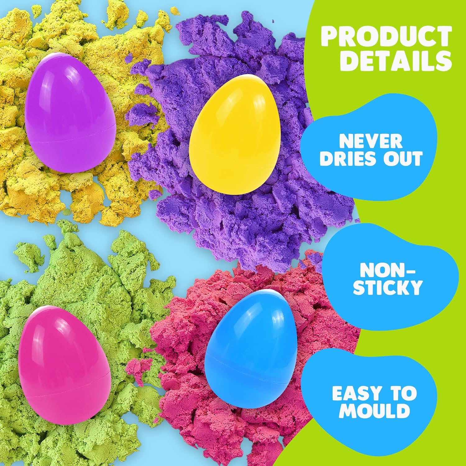 ArtCreativity Magic Sand Easter Eggs - Set of 12 Pre-Filled Easter Eggs - Easter Stuffers - Colorful Surprise Eggs for Kids in Assorted Vibrant Colors - Egg Hunt Supplies - Easter Basket Stuffers