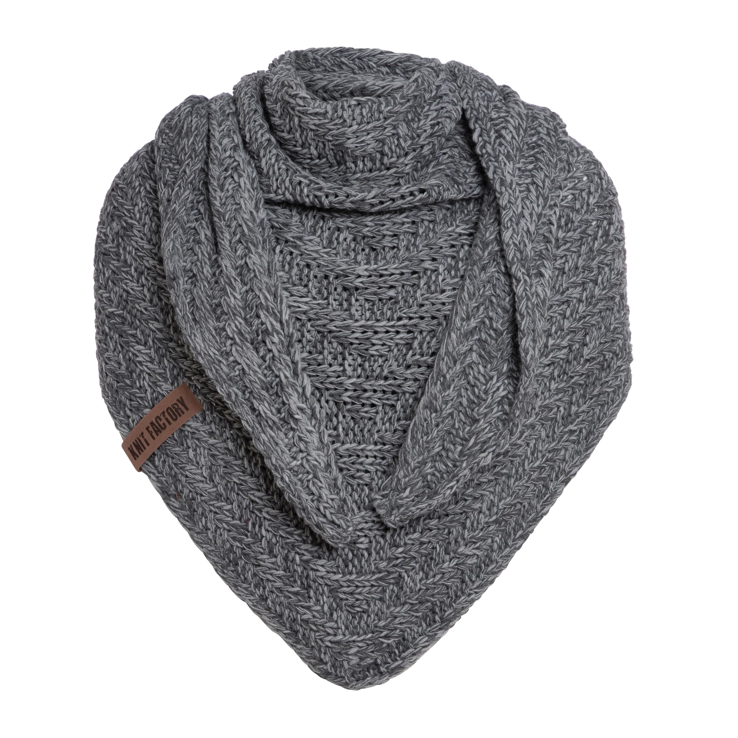 KNIT FACTORY - Dreiecksschal Sally - Damen Strickschal mit Wolle - Grob gestrickten Schal - Hochwertige Qualität - XXL Schal - 220x85 cm