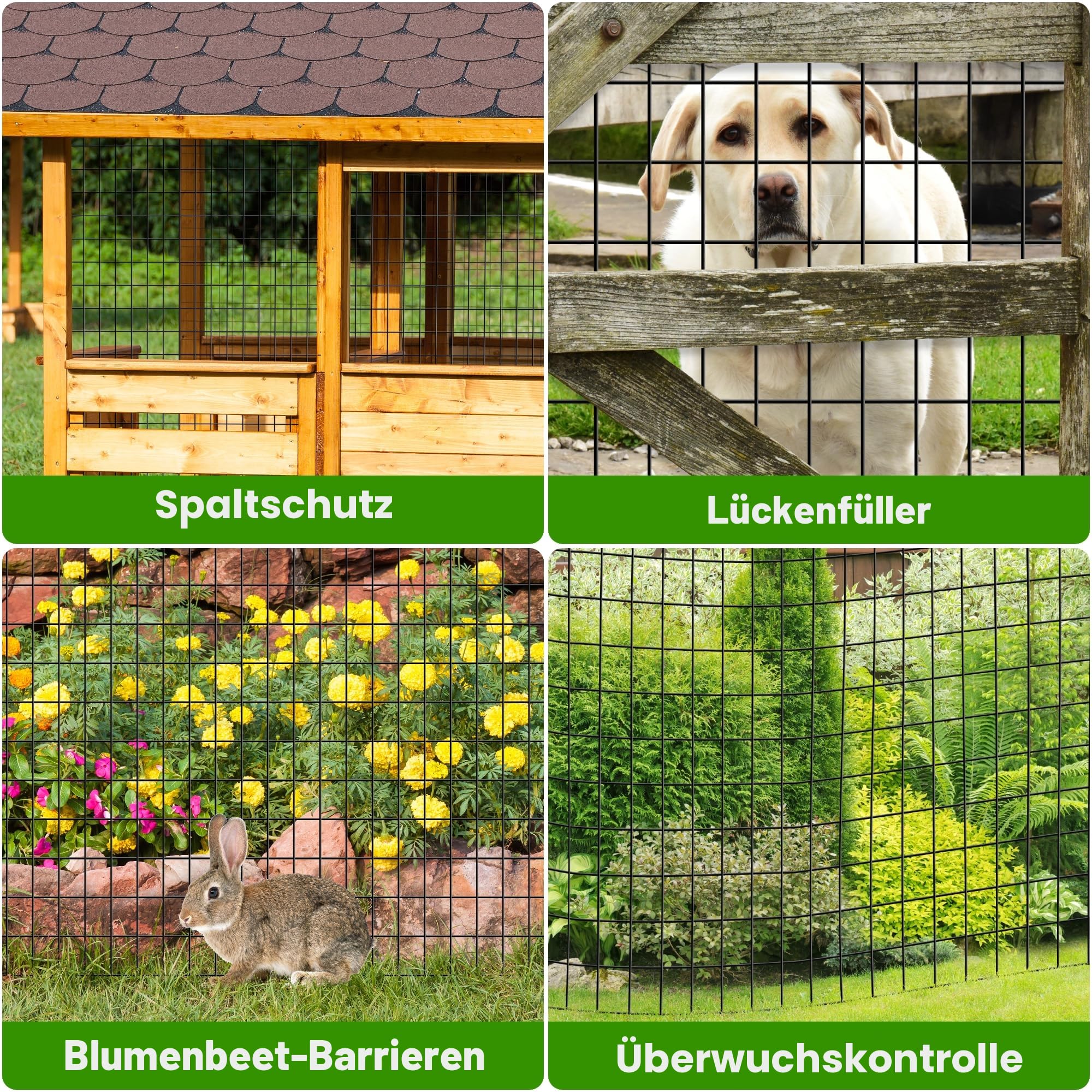 Thealyn Gartenzaungitter, 60 cm x 15,2 m für 3 ft Zaunpfosten, 5cm * 7,5cm Löcher, feuerverzinkte Maschendrahtumzäunung, 2mm PVC-beschichteter geschweißter Drahtzaun Käfig Geflügelnetz Garten