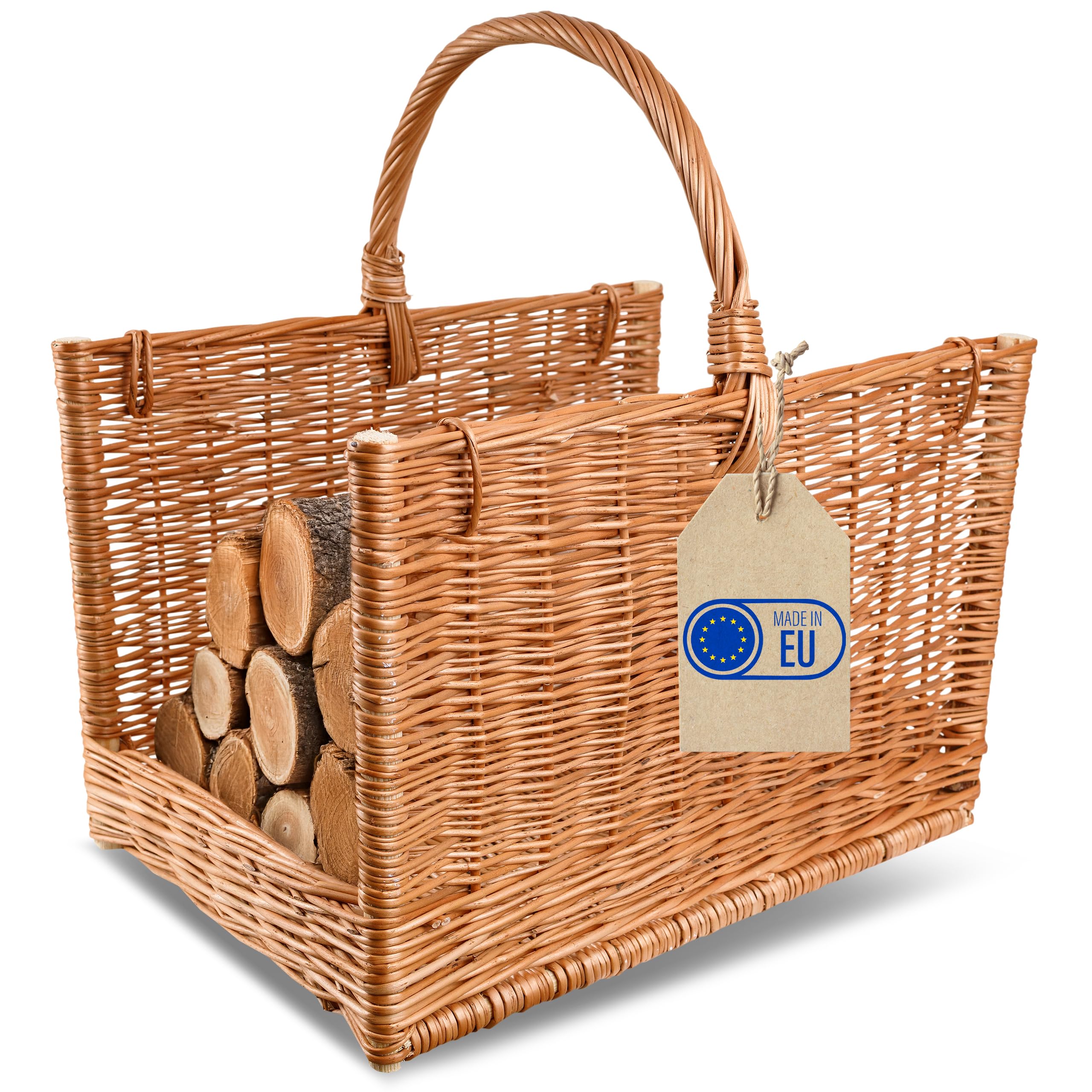Creative Home Panier De Rangement Panier En Osier Poignée Et Jute Rectangulaire 50x34x50cm Marron Tisse A Main Panier Bois Panier Cheminee 88475381