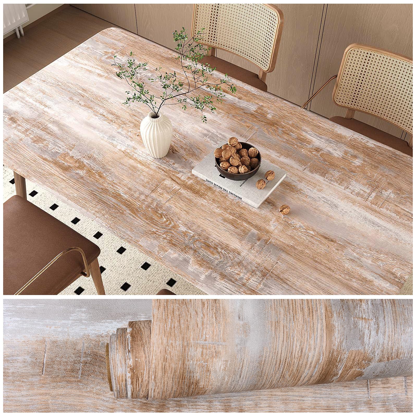 Papier peint autocollant grain de bois marron VEELIKE revêtement adhésif meubles