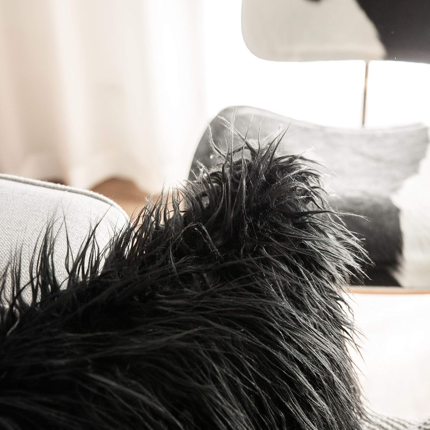 Kevin Textile Pack of 2 Decorative New Luxury Series Style Black Faux Fur Throw Pillow Case Cushion Cover for Sofa Bedroom Car 18 x 18 Inch 45 x 45 cm - Image 5