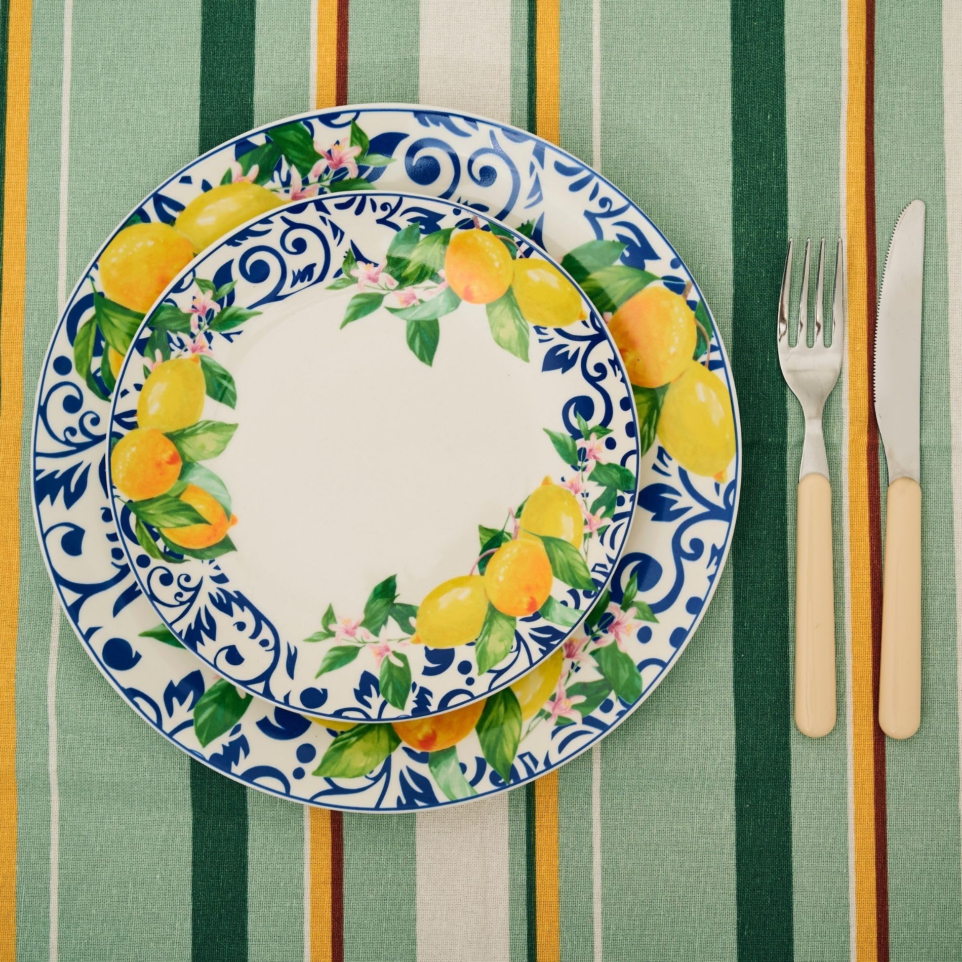 NAMAI - Servizio Piatti 6 Persone, Porcellana Resistente, Adatti in Lavastoviglie e Microonde, Colori Vivaci, Set Piatti 18 Pezzi, Servizio Piatti Colorati, Idea Regalo (Capri)