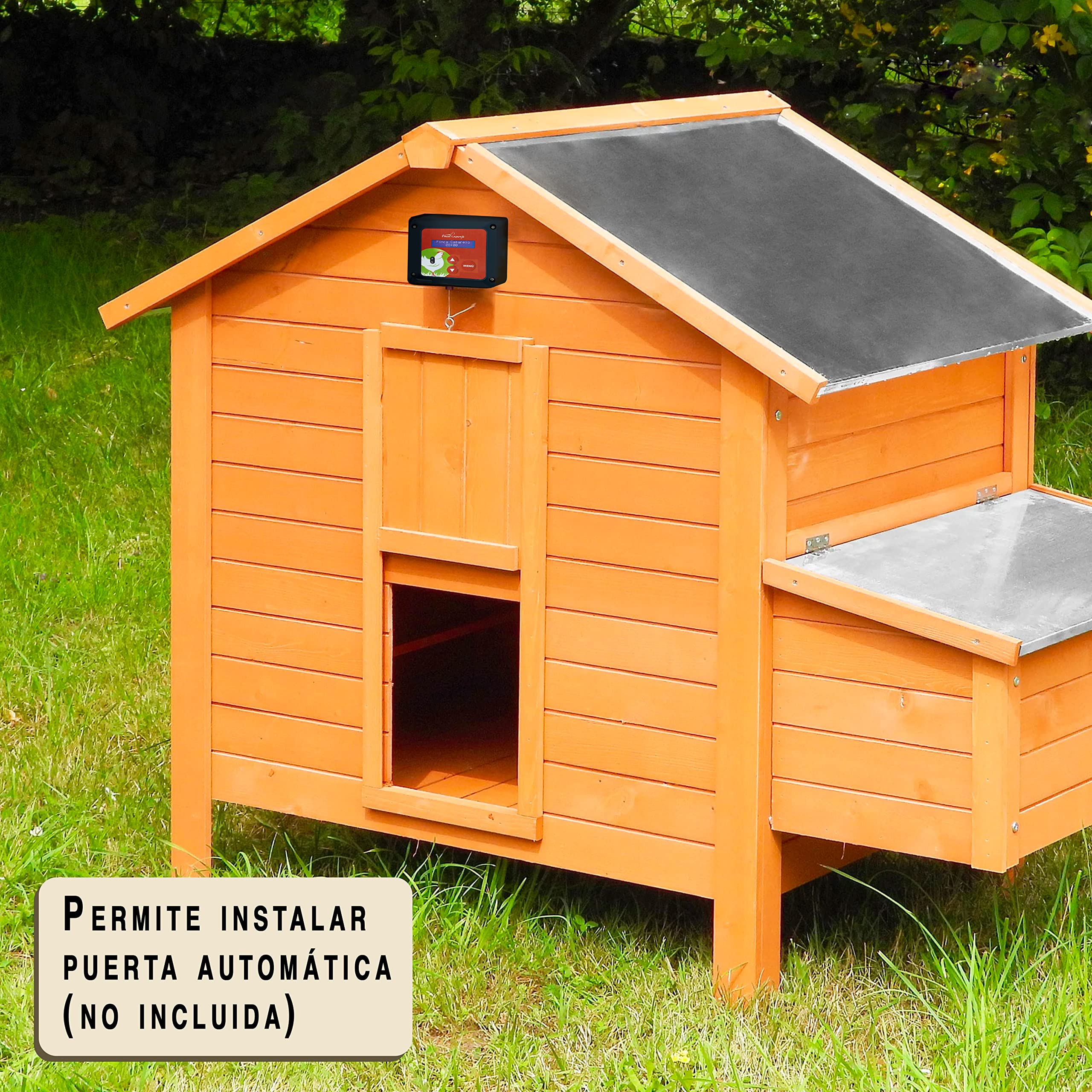 Gallinero para Exterior Island con ponedero - Gallinero de Madera tratada para Exteriores - Capacidad 6-8 gallinas - Amplia Puerta de Acceso - 115 x 130 x 80 cm