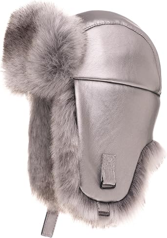 Futrzane Leather Trapper Hat - Russian Hats with Ear Flaps for Men - Bomber Hat