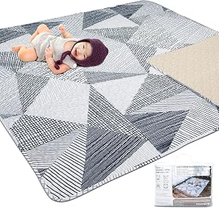 Baby Play Mat for 50"x50" Playpen, Machine Washable Kids Mat, Cotton,Foldable Crawling Mat for Floor,One-Piece Crawling Mat Non Slip Baby Mat for Floor,Portable Travel Large Play Mats