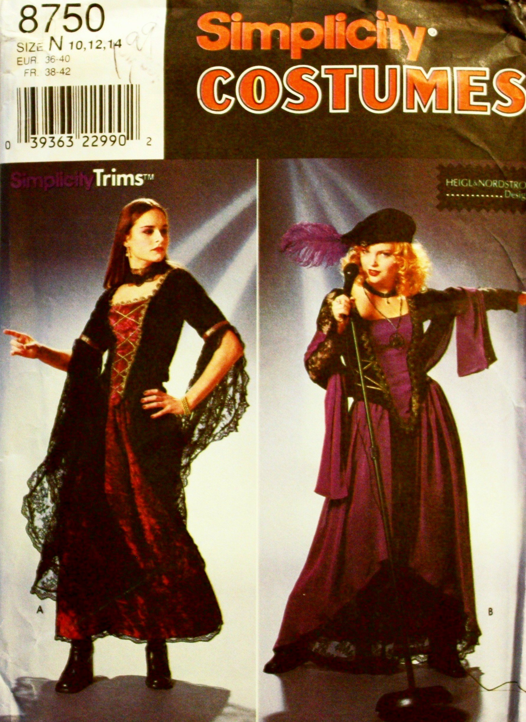 Amazon.com: Simplicity Pattern 8750 Renaissance Costumes -10,12,14 ...