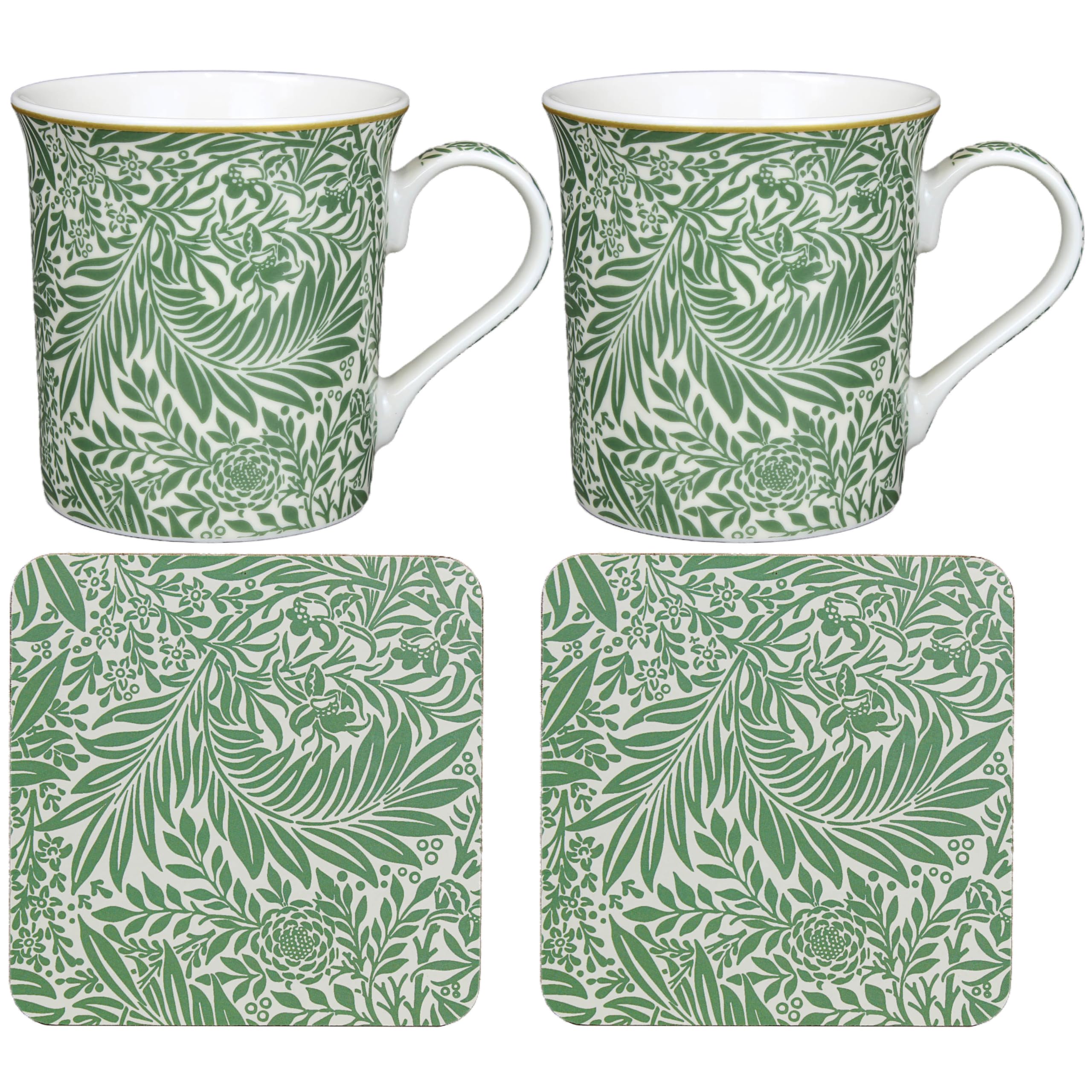 Larkspur Mug & Coaster Set | Lovely Gifts for Women & Men | Designed by William Morris | Coasters Set for All Modern Kitchen & Offices