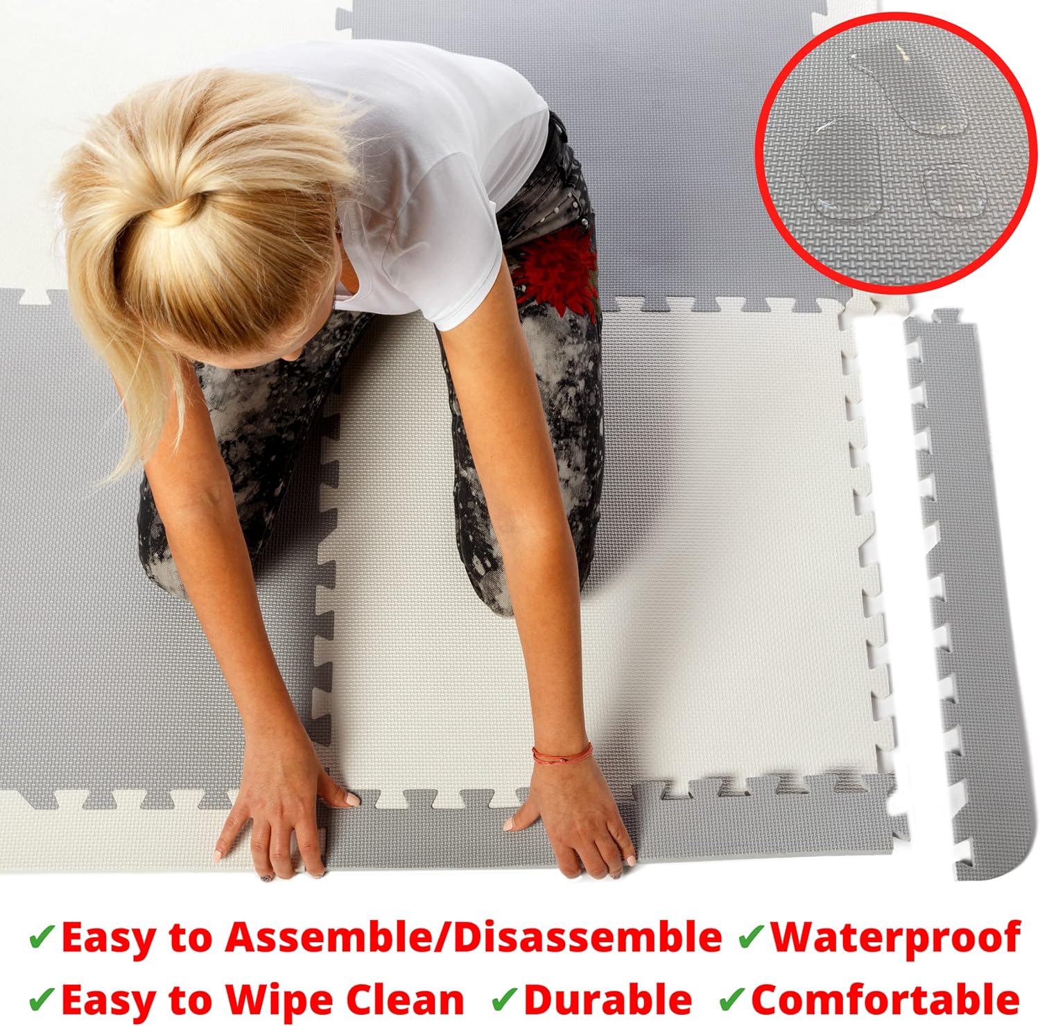 Baby Play Mat Tiles Extra Large Thick Non-Toxic Foam Floor Puzzle Mat Interlocking Activity Playmat for Infants Toddlers Kids Crawling Tummy Time 74x74 Inches (Grey/White)