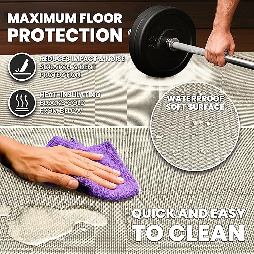 Miniatura 7 de bemaxx Juego de alfombrillas de gimnasio, 18 piezas de baldosas de espuma EVA entrelazadas (12.6 x 12.6 x 0.4 pulgadas), 18 pies cuadrados Arena