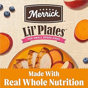Merrick Lil Plates Premium Grain Free Dry Dog Food For Small Dogs, Real Chicken And Sweet Potato Kibble - 4.0 lb. Bag