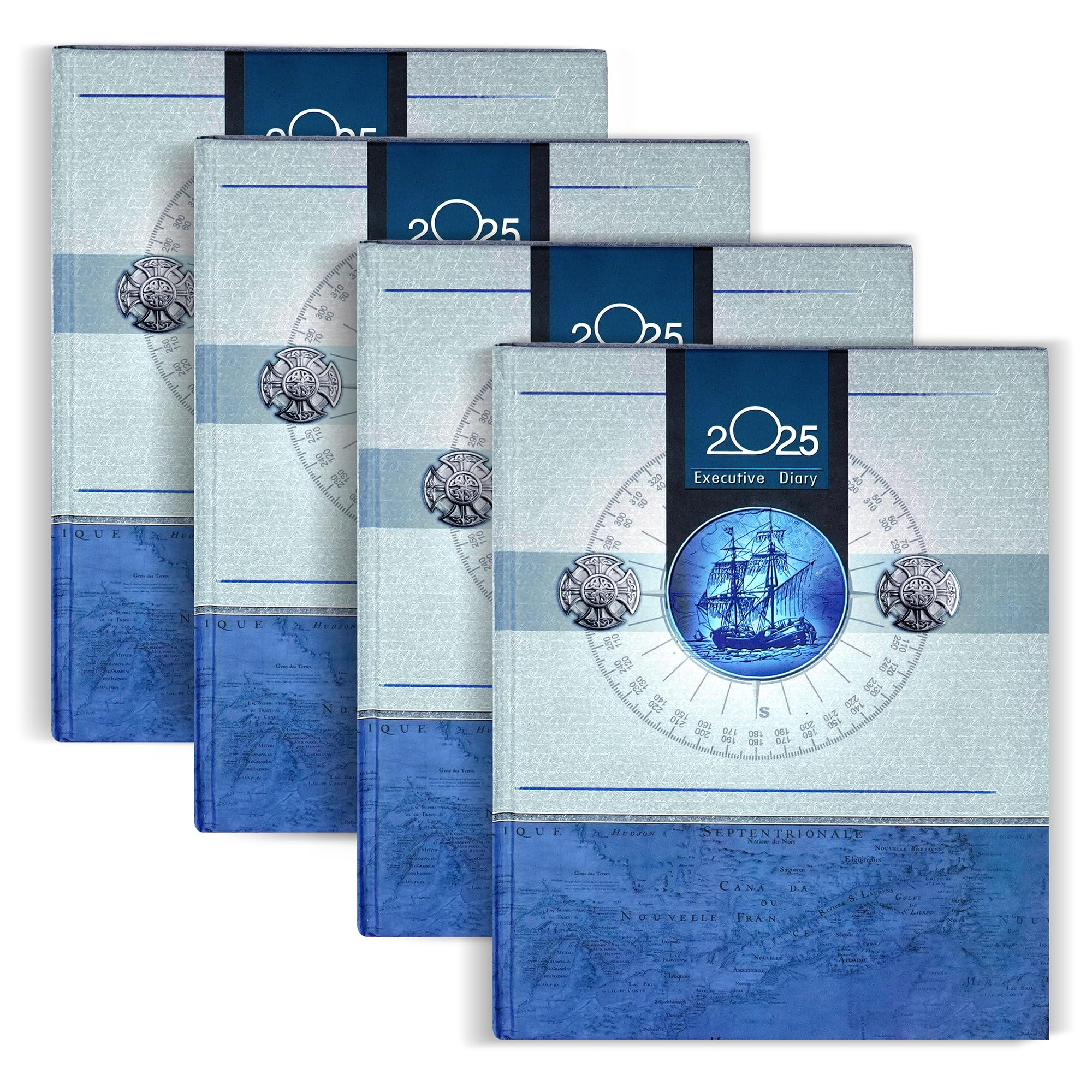 Storite Executive Planner Organizer Hard Bound Notebook Diary 2026 with Sunday Half Page (4 Pack- Big, Grey Blue)