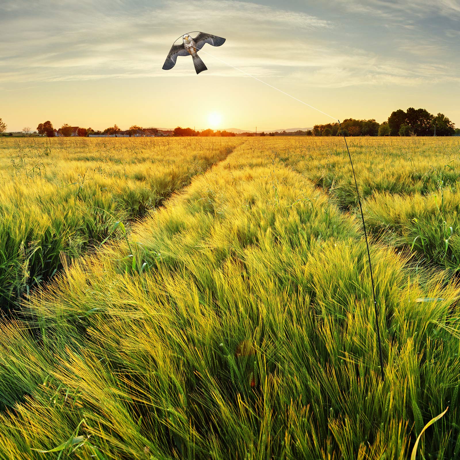 Cerf-Volant Oiseau Faucon Jaune Touch The Sky – Répulsif Oiseaux Pour Jardin Et Cultures (sans Poteau)