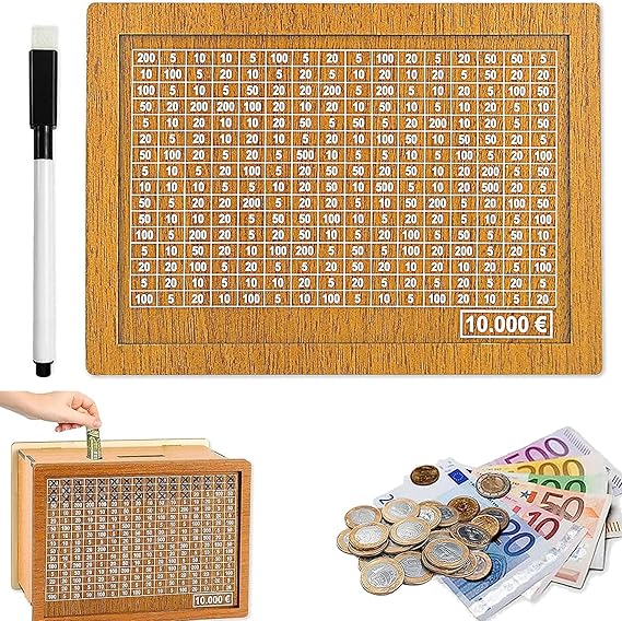 Salvadanaio In Legno Con Contatore Rosso, Conta Soldi, Risparmia Fino A - Foto 11