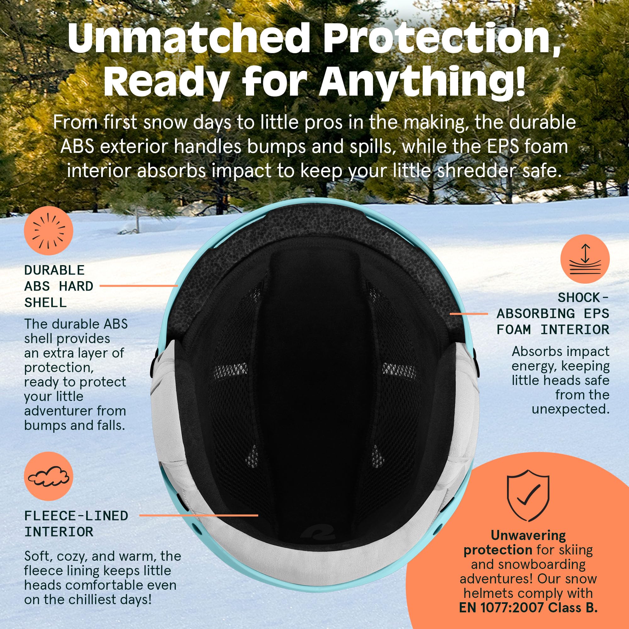 Retrospec Comstock Dziecięcy kask snowboardowy, trwała powłoka ABS, ochronna pianka EPS i otwory wentylacyjne, regulowane dopasowanie, dla chłopców i dziewcząt