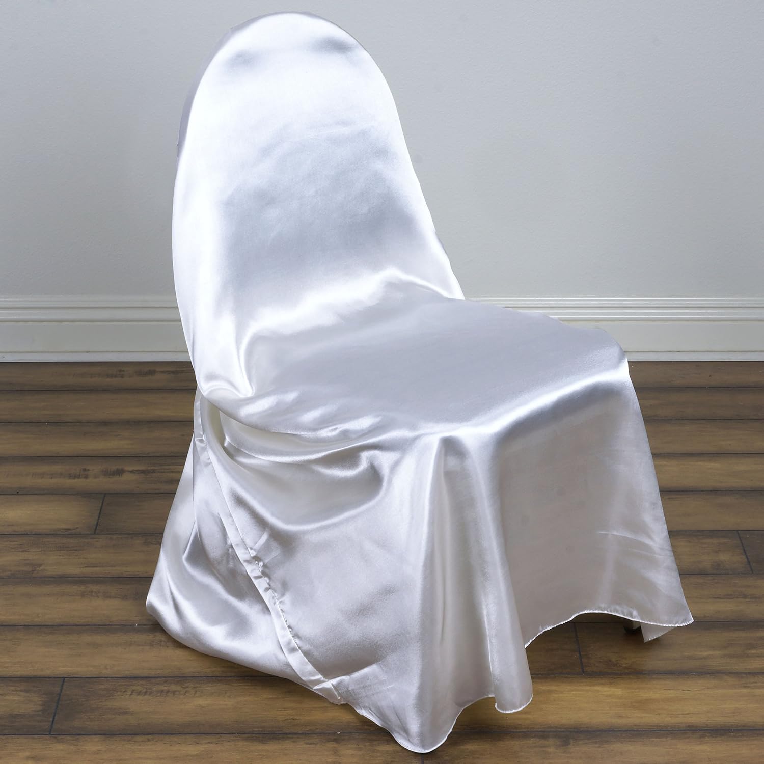 Balsa Circle 50 pcs White Universal Satin Chair Covers Slipcovers for Wedding Party Ceremony Reception Decorations