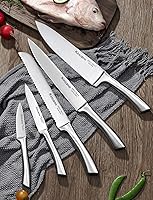 Vista 6 de Juego de cuchillos, 14 cuchillos de cocina de acero inoxidable de alto carbono súper afilados para chef con soporte acrílico, incluye cuchillos