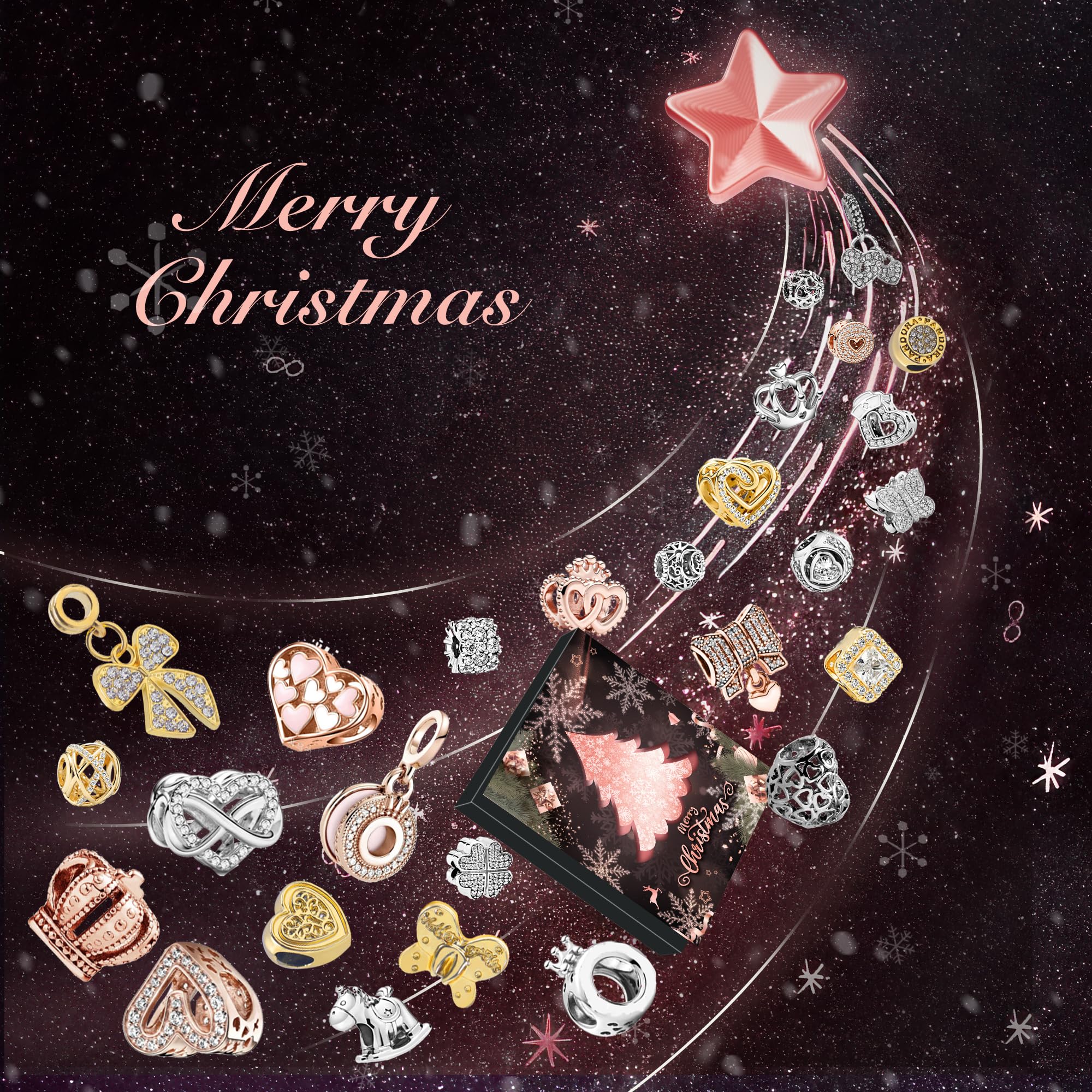 2025 Jewelry Advent Calendar Christmas for Women, Fashion Bracelet Necklace Ring Earrings, 24 Days Countdown Holiday, Christmas Surprise Gift for Wife