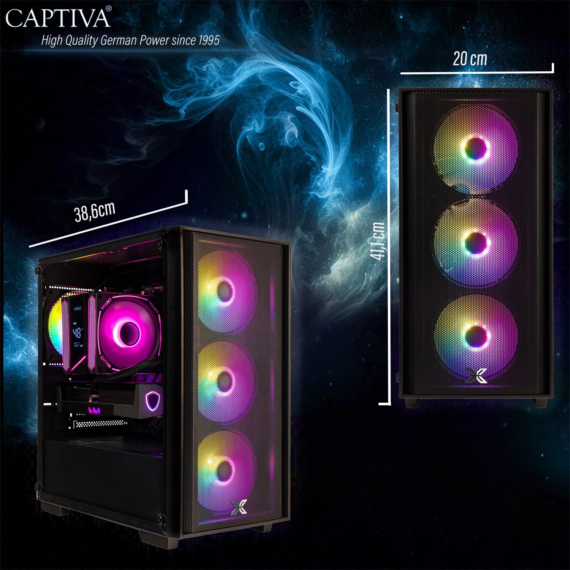 Captiva Entry Gaming PC R10-0340 Ryzen 7 9800X3D RTX 5060 Ti 8GB GDDR7 32GB DDR5 1TB SSD WLAN